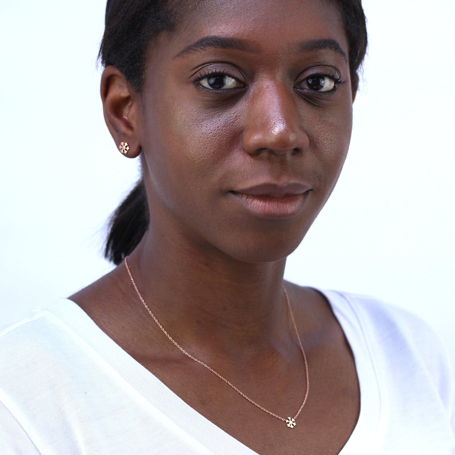 Rosévergoldet Sterlingsilber 45,5cm Schneeflocke Halskette