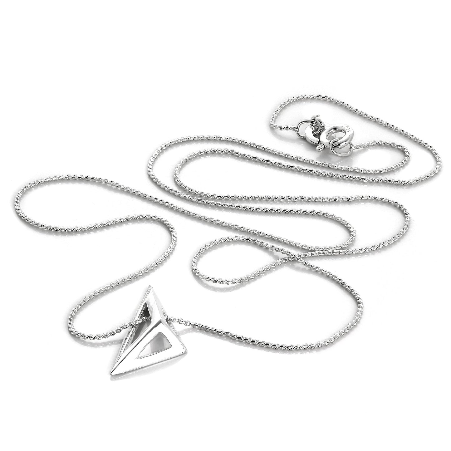 Sterlingsilber-Halskette mit offenem Dreieck an Fuchsschwanzkette