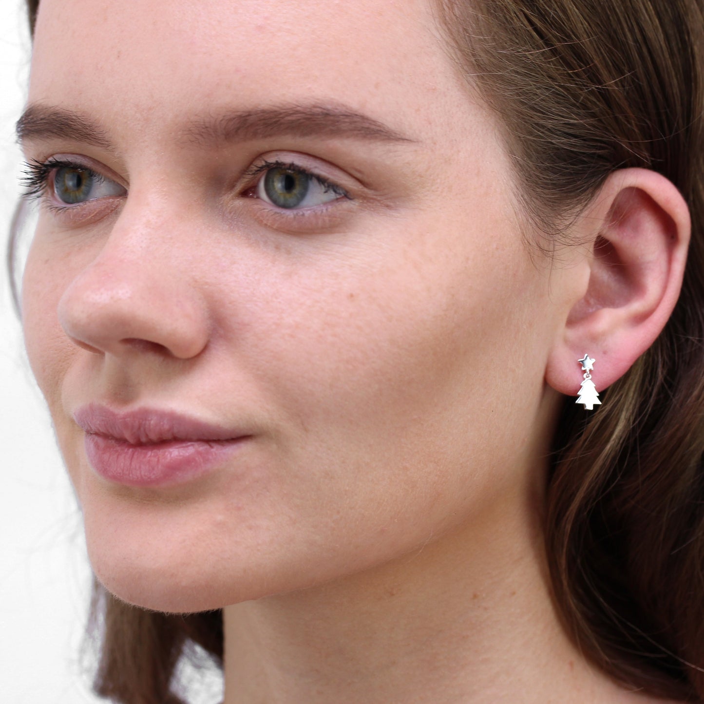 Sterlingsilber Weihnachtsbaum & Stern Baumel Ohrstecker