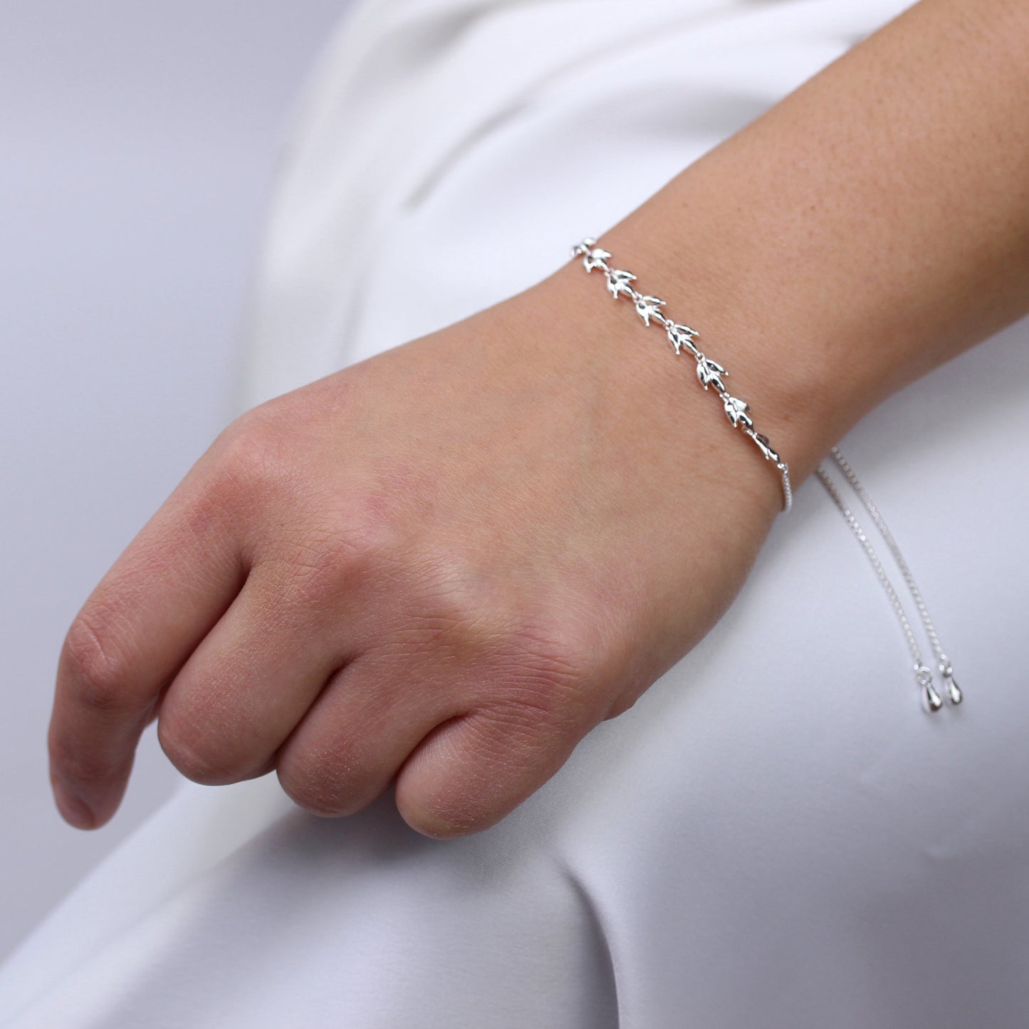 Sterlingsilber Verstellbar Blätter Armband mit Herz Anhänger