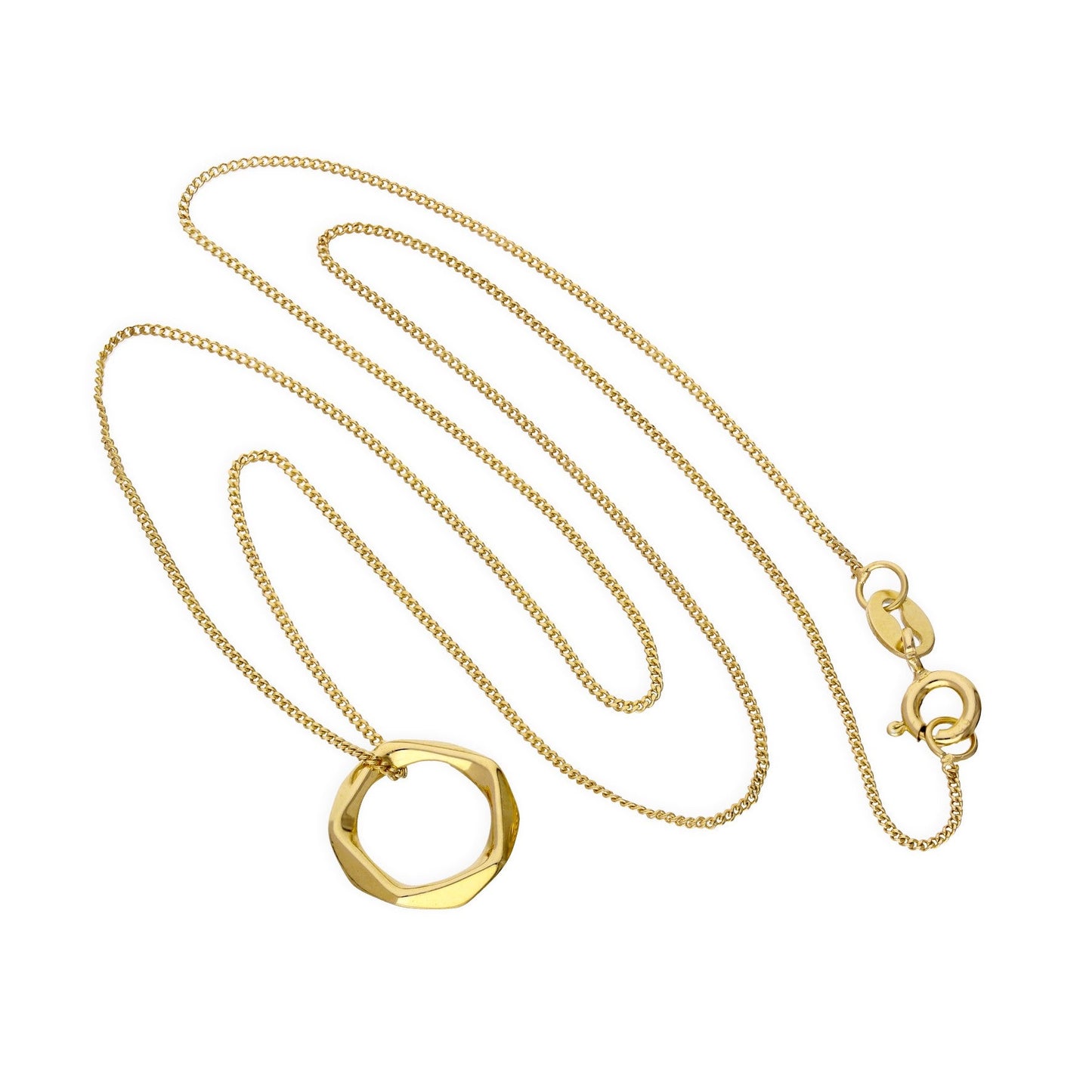 Vergoldete Halskette aus Sterlingsilber mit fünfeckigem Anhänger, 40–56 cm