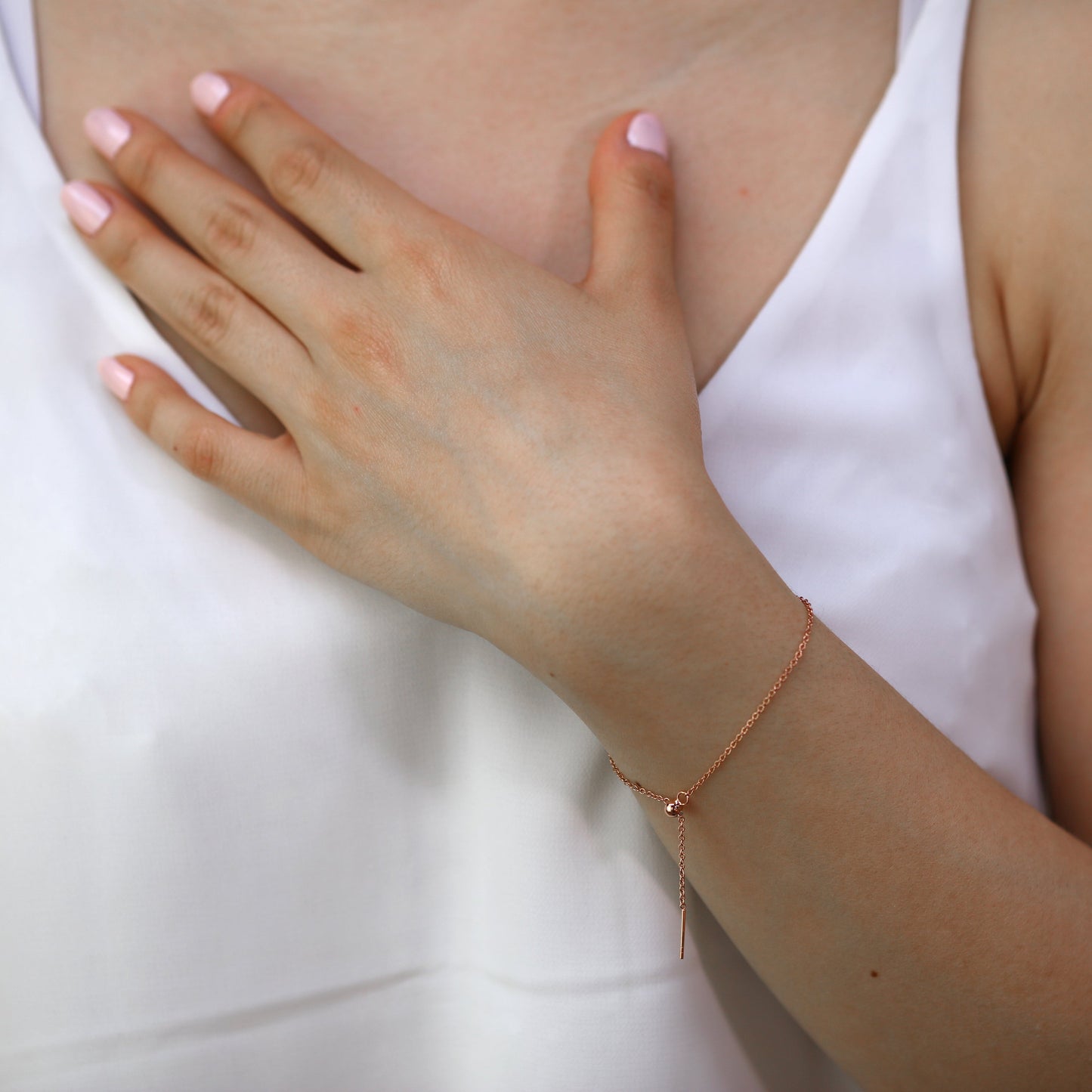 Rosévergoldet Sterlingsilber 18cm Belcher Kettte Armband mit Schiebekugelverschluss