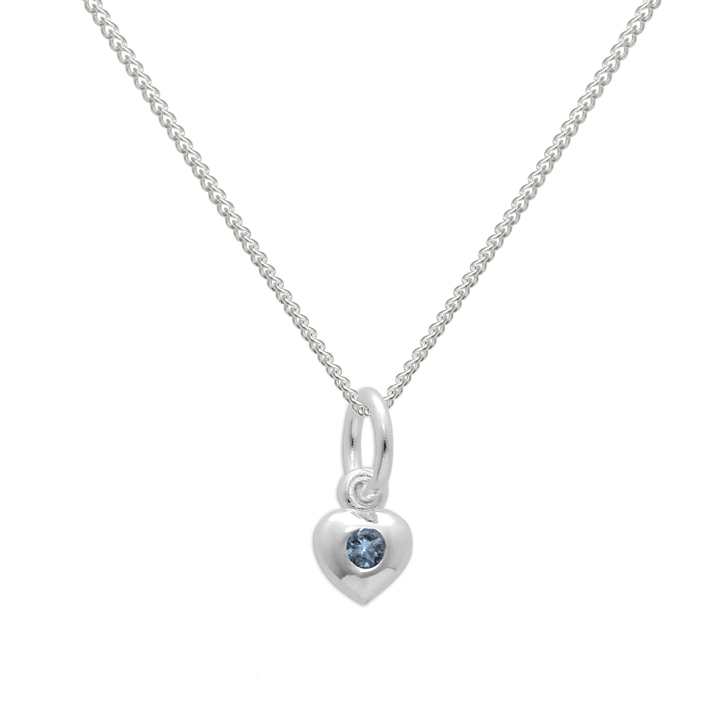 Sterlingsilber & Türkis CZ Kristall Dezember Geburtsstein Herz Halskette