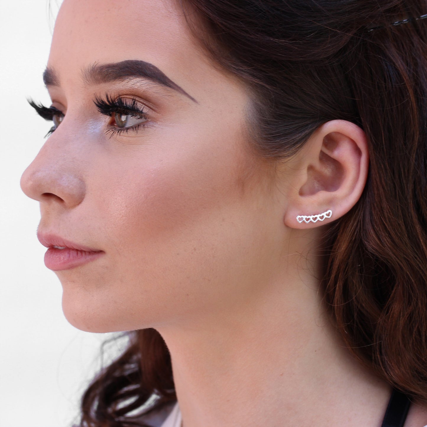 Sterlingsilber 5 Offen Herz Ohrstift Kletter Ohrringe