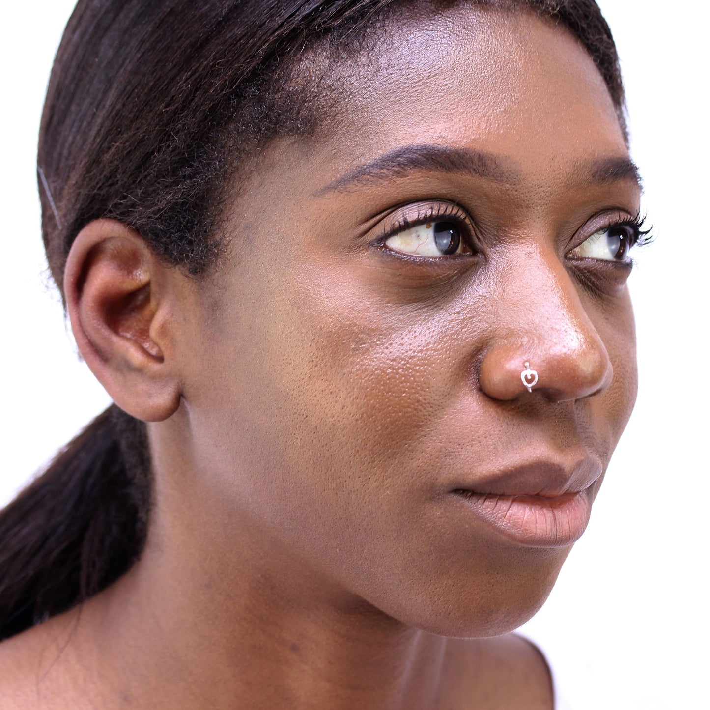 Sterlingsilber 19Ga Herz Schein Nasenring Creole Klips