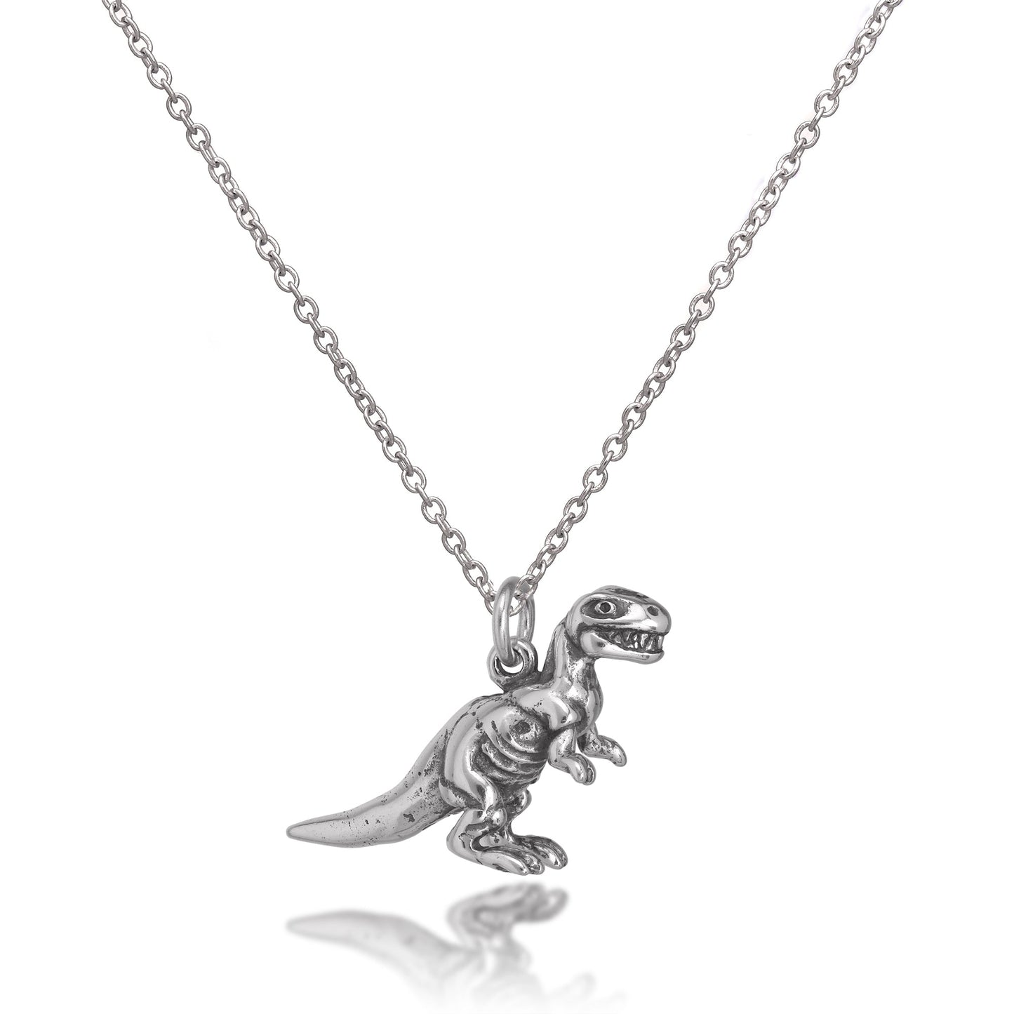 Sterling Silber massive Tyrannosaurus Rex Dinosaurier Halskette