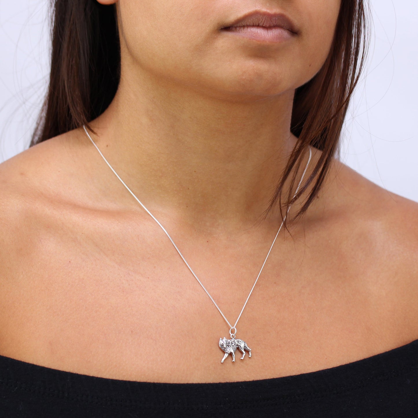 Halskette mit Wolf-Anhänger aus Sterlingsilber, 16–22 Zoll