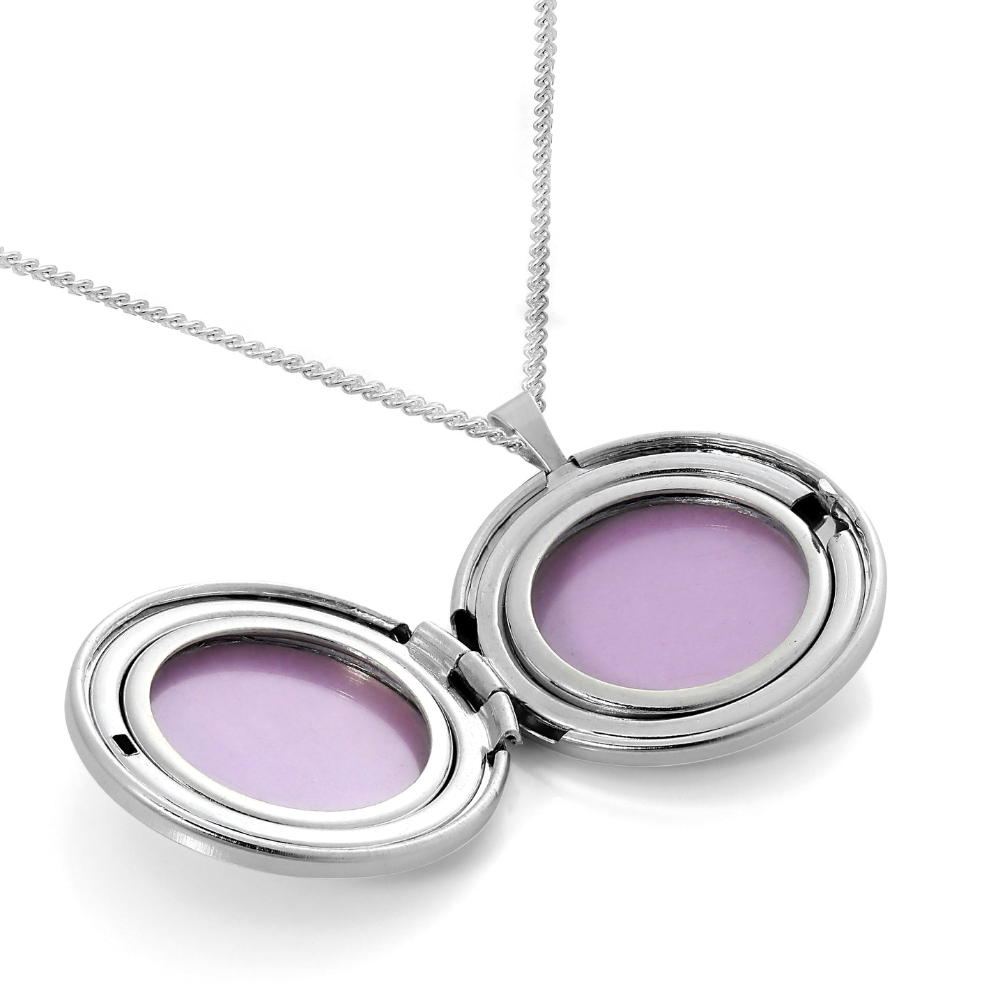 Runder Medaillonanhänger aus Sterlingsilber mit Kette