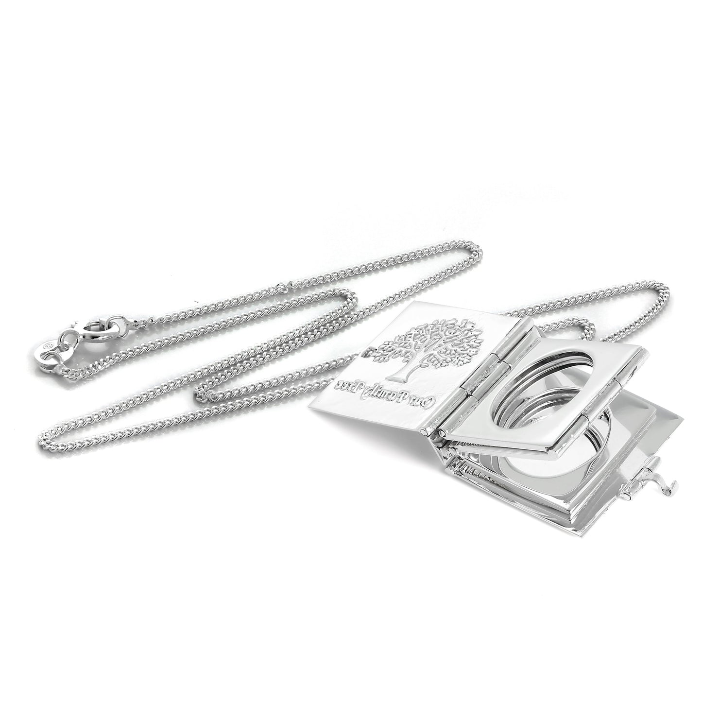 Familienstammbaum aus Sterlingsilber mit 6 Fotomedailons an einer Kette