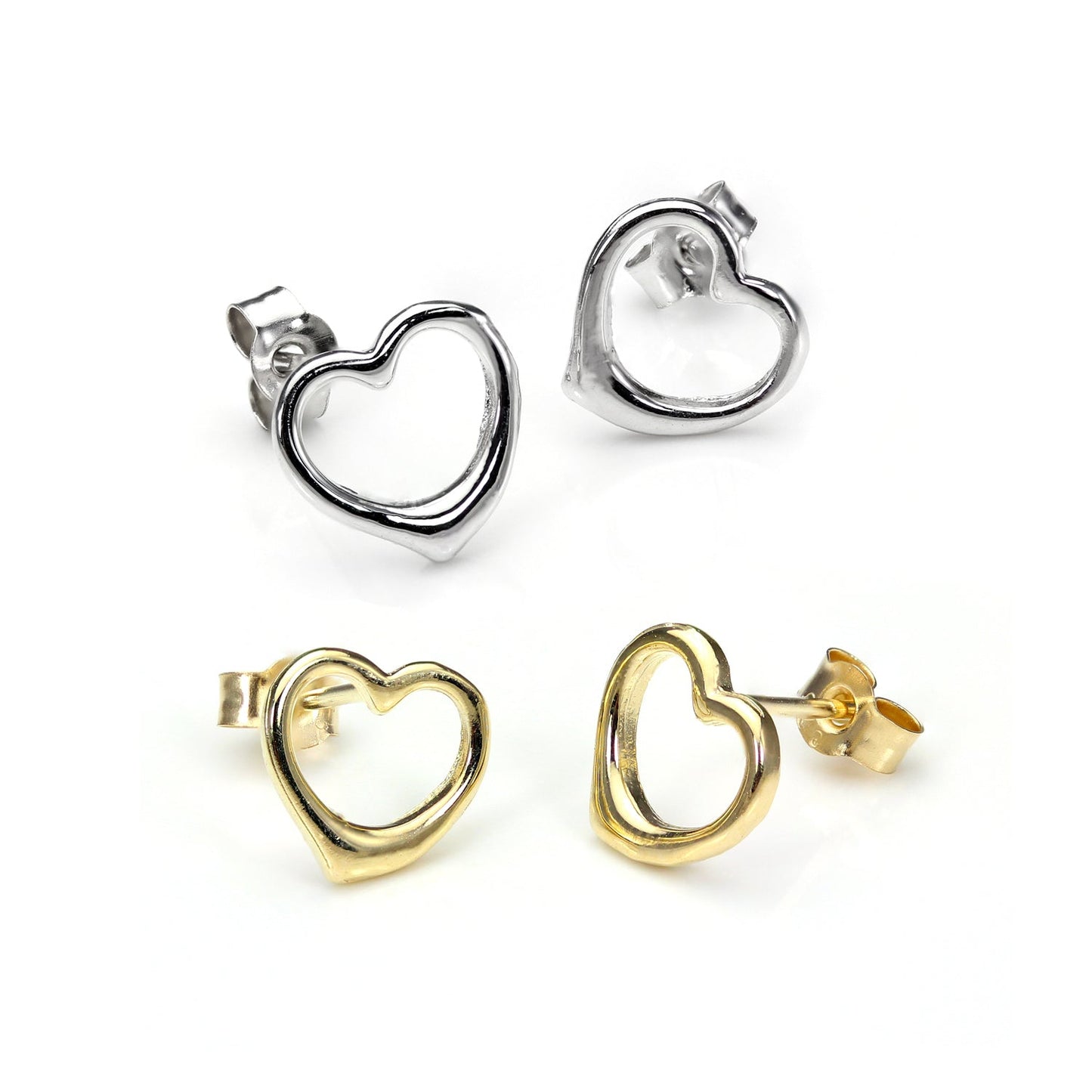 9 Karat Mischgold Offen Herz Ohrstecker Satz