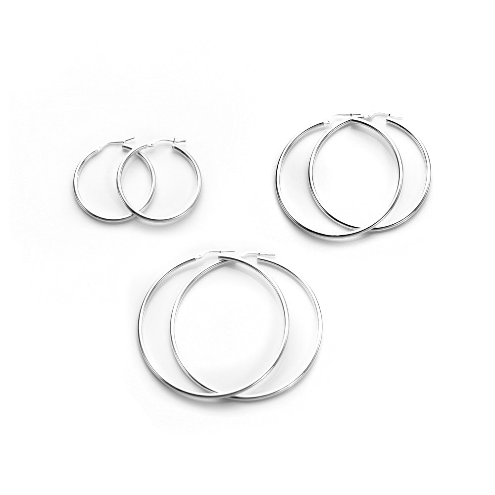 Mittel Sterlingsilber Alltag Creolen Ohrringe Satz