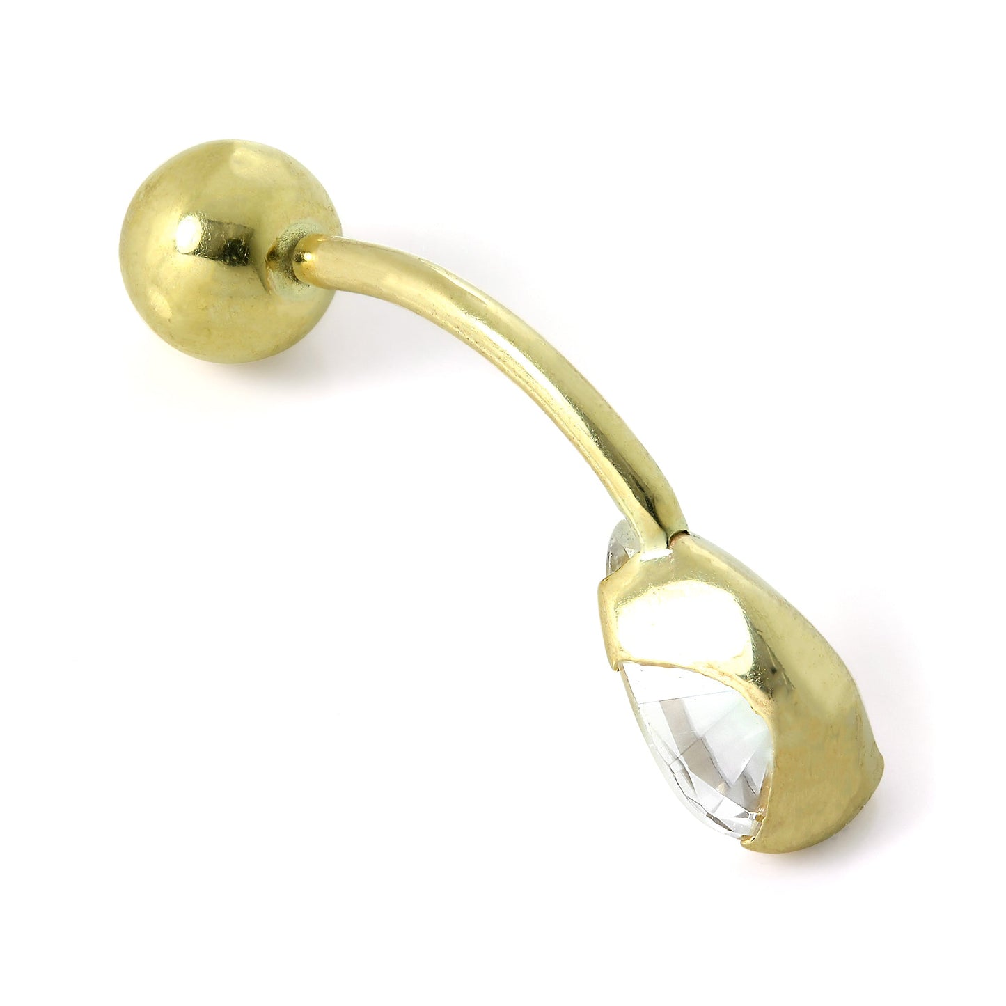 9 Karat Gold & CZ Kristall Birne Tropfen Bauchnabelstange
