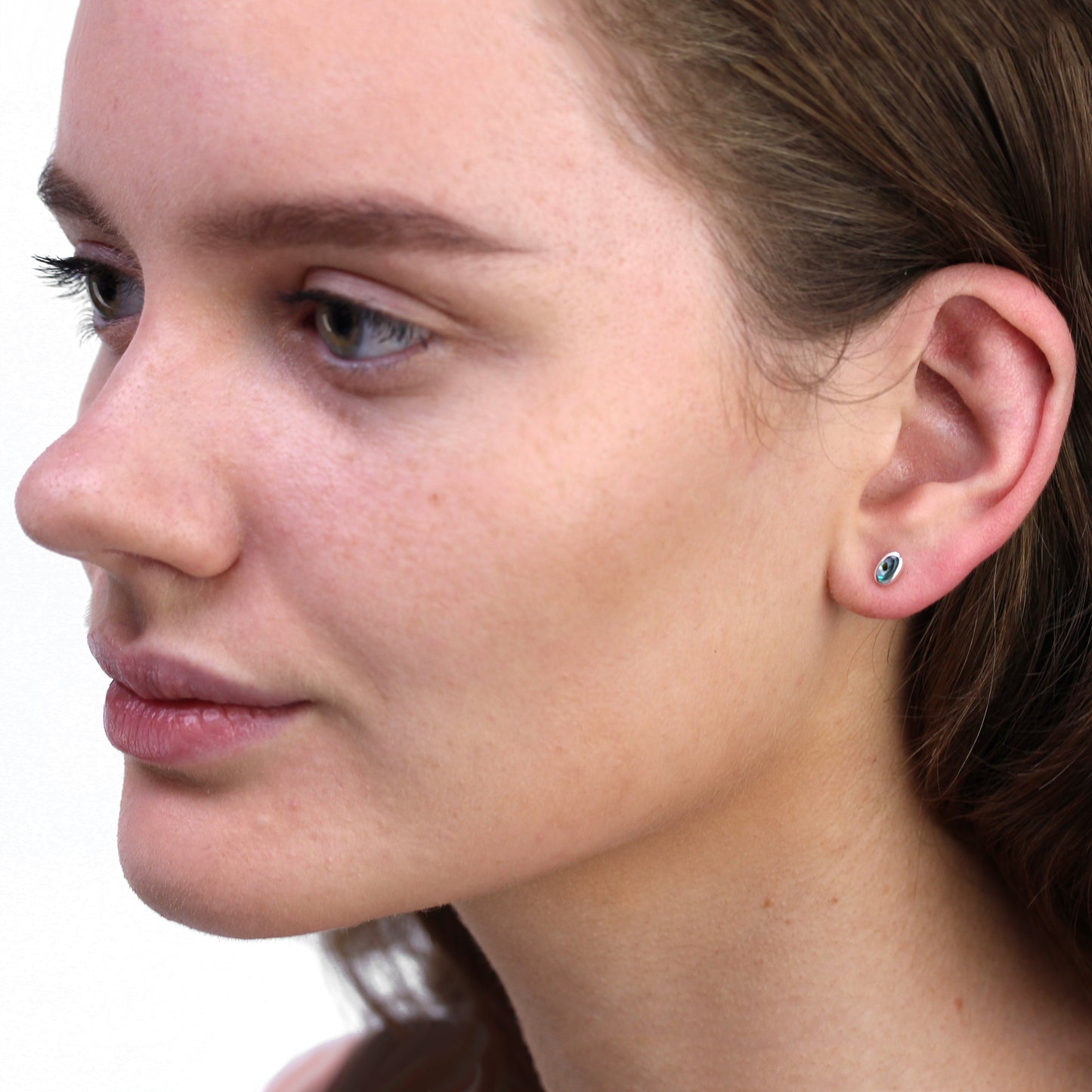 Sterlingsilber & 6mm Oval Abalone Ohrstecker