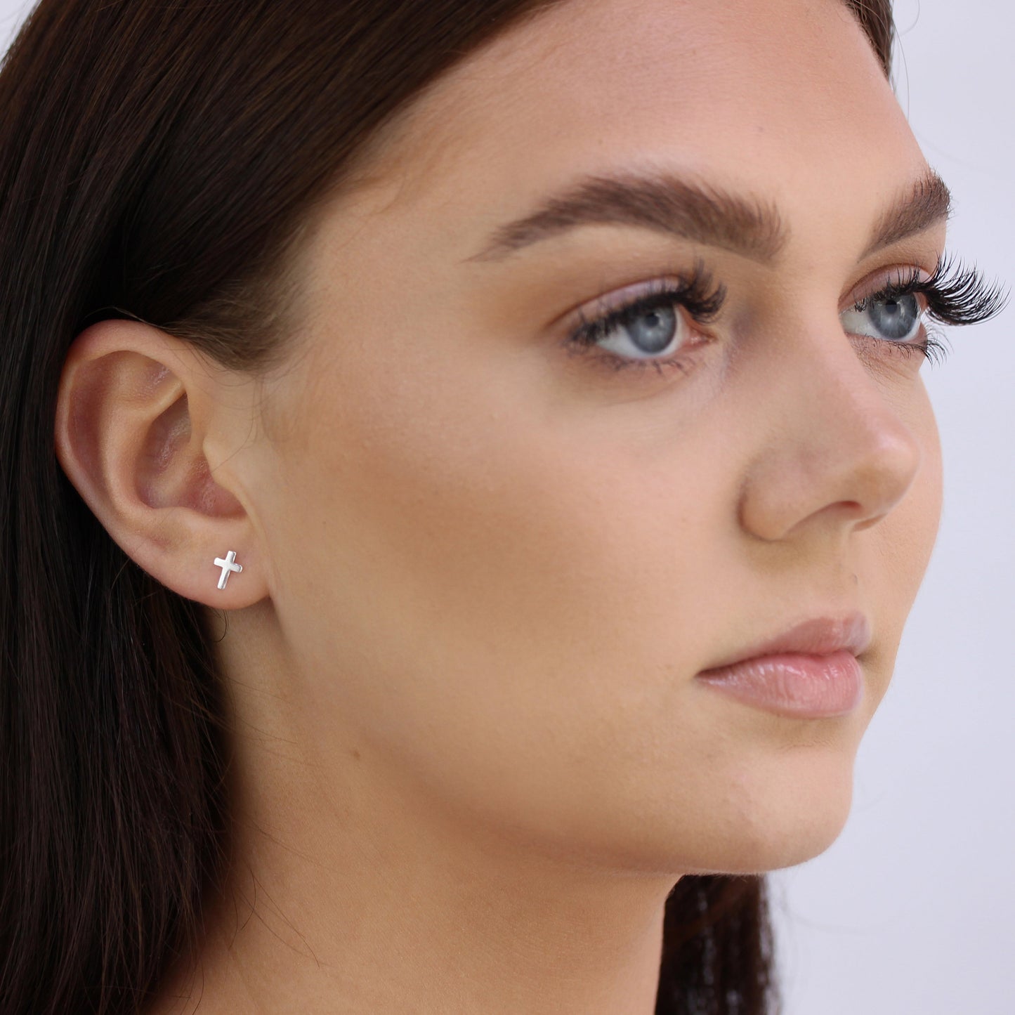 Klein Sterlingsilber Kreuz Ohrstecker