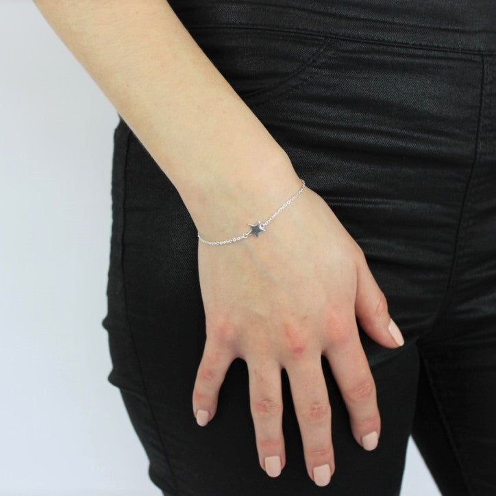 Fein Sterlingsilber Stern Belcherkette Armband