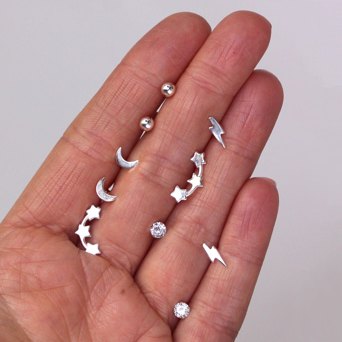 Sterlingsilber Halbmond Ohrstecker