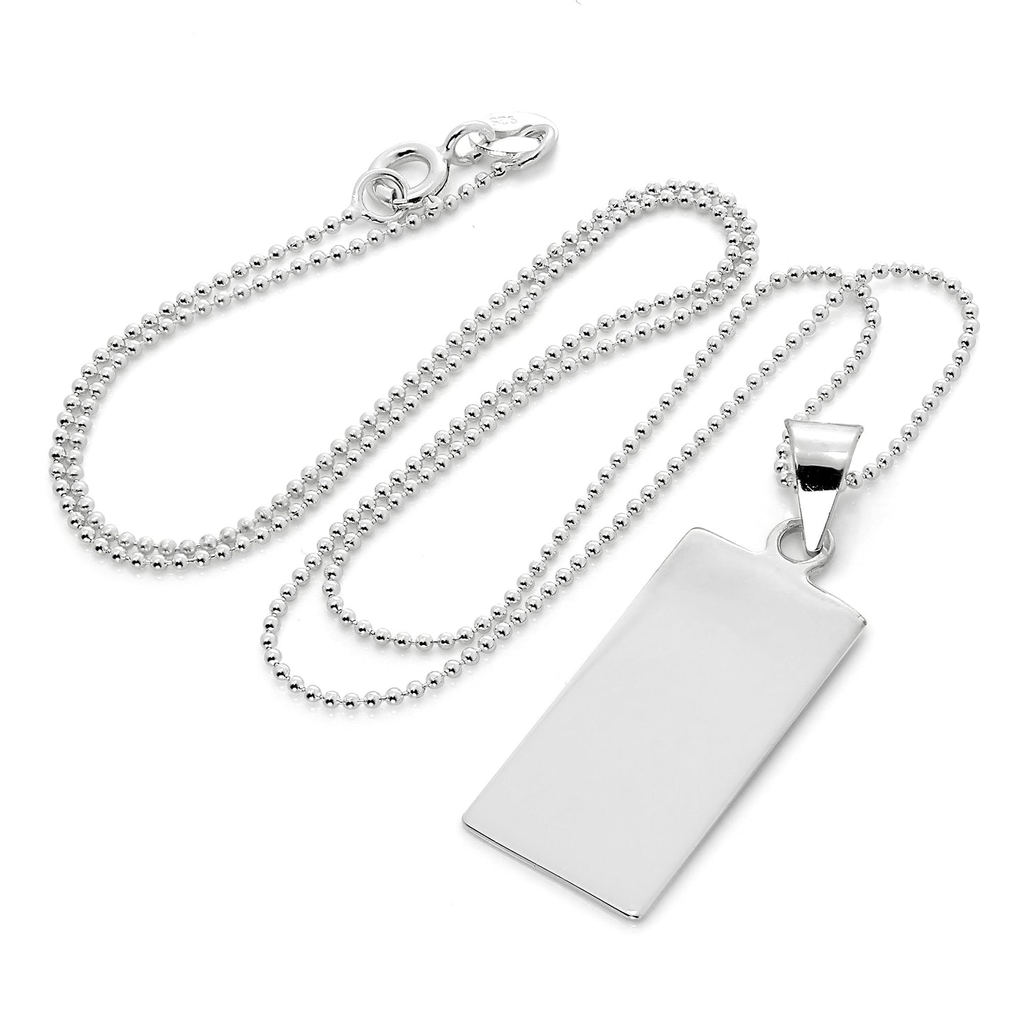 Halskette mit rechteckigem Anhänger aus Sterlingsilber zum Gravieren
