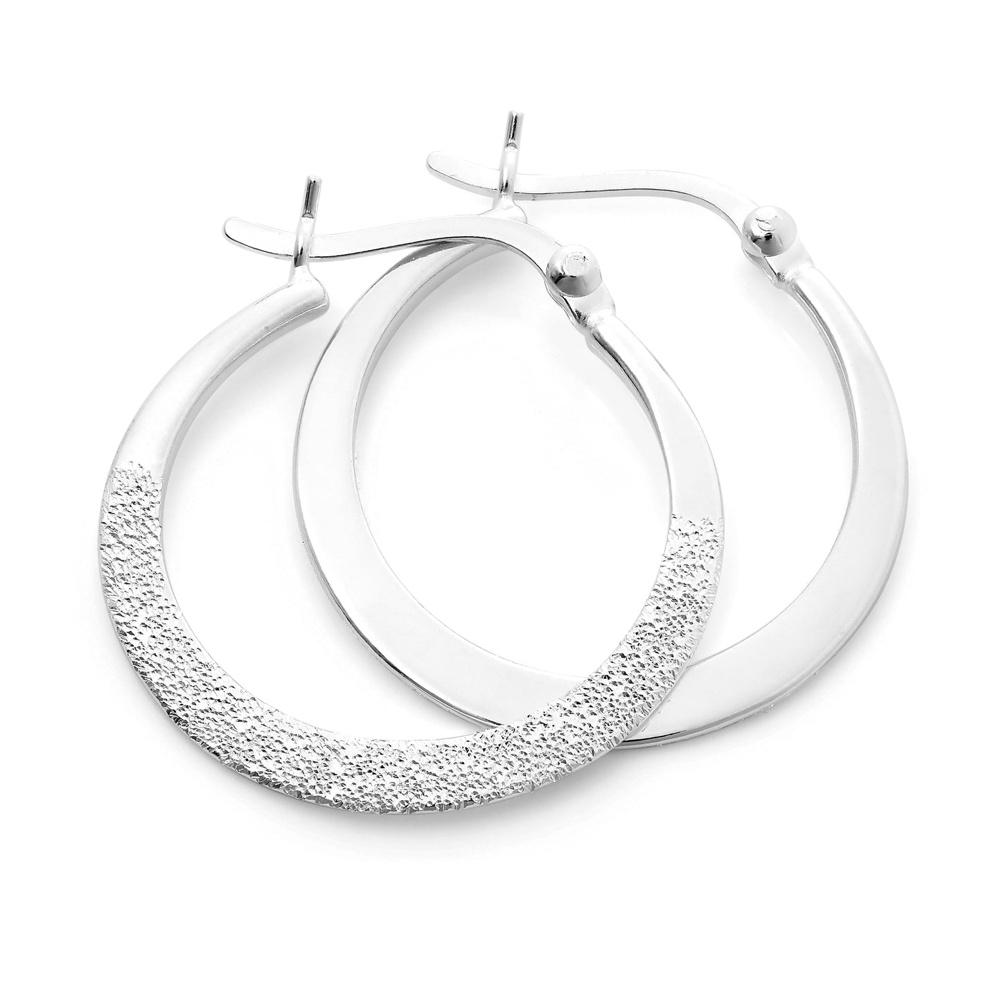 Sterlingsilber Mattiert 22mm Creolen Ohrringe