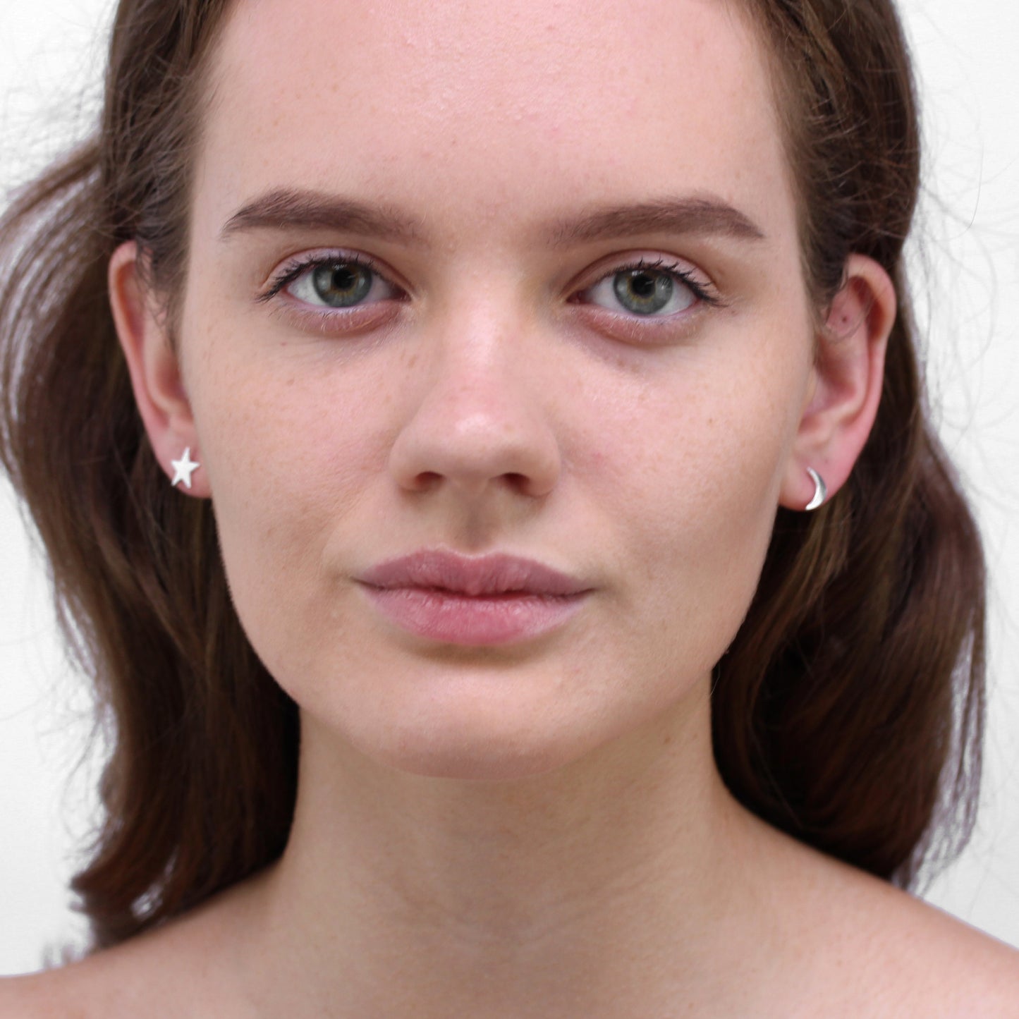 Sterlingsilber Stern & Mond Ohrstecker