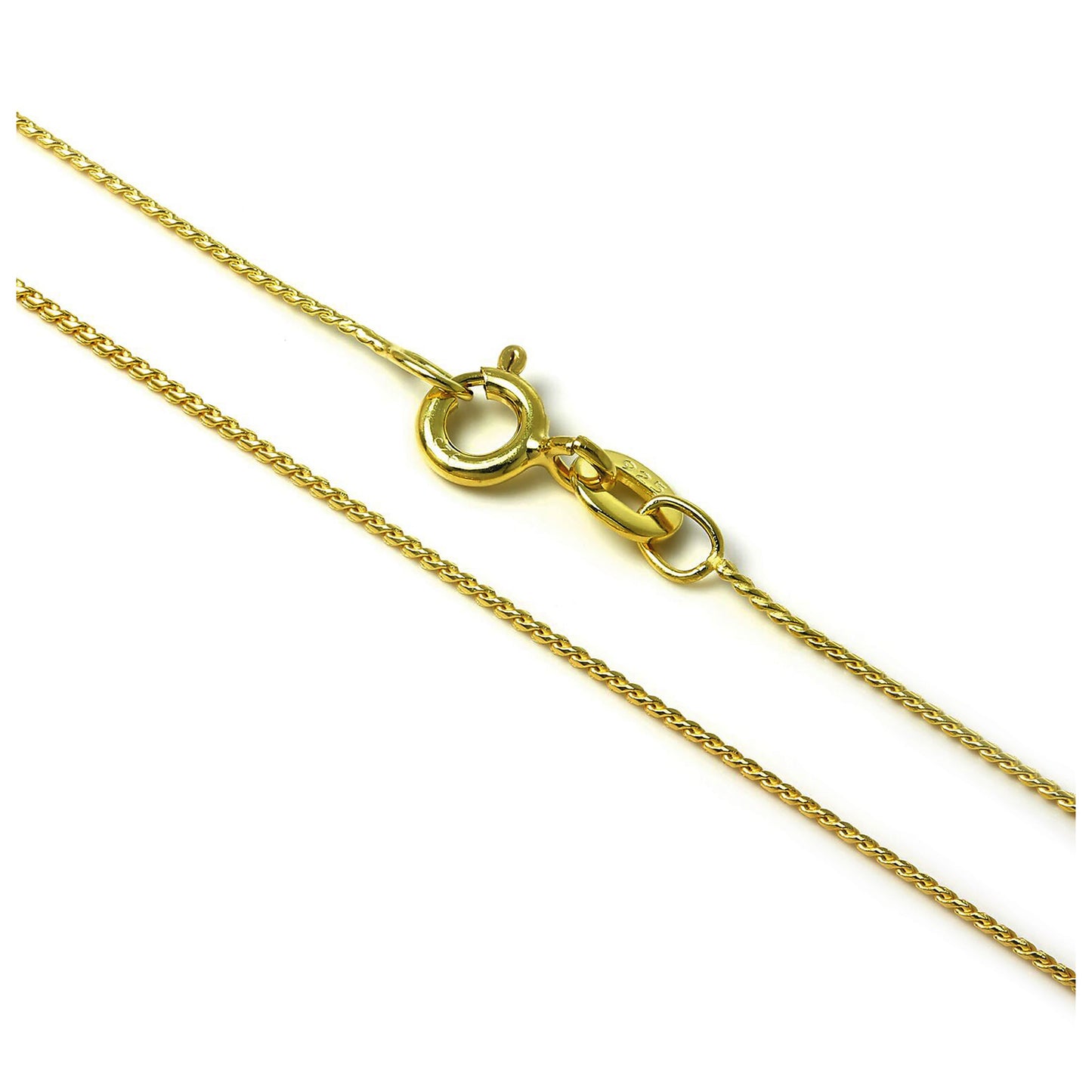 Vergoldete Sterlingsilber-Fuchsschwanzkette, 14–22 Zoll