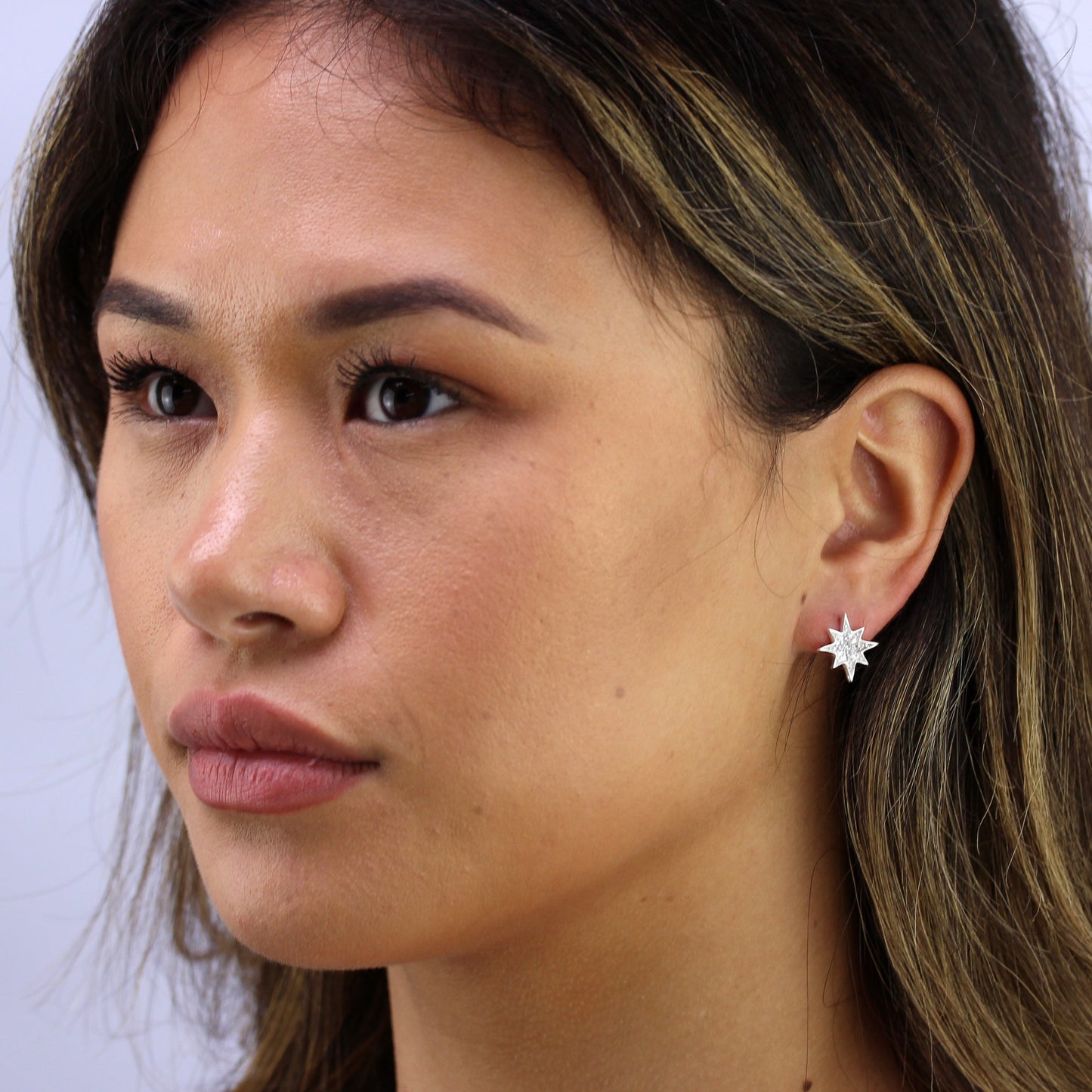 Sterlingsilber & CZ Kristall Stern Ohrstecker