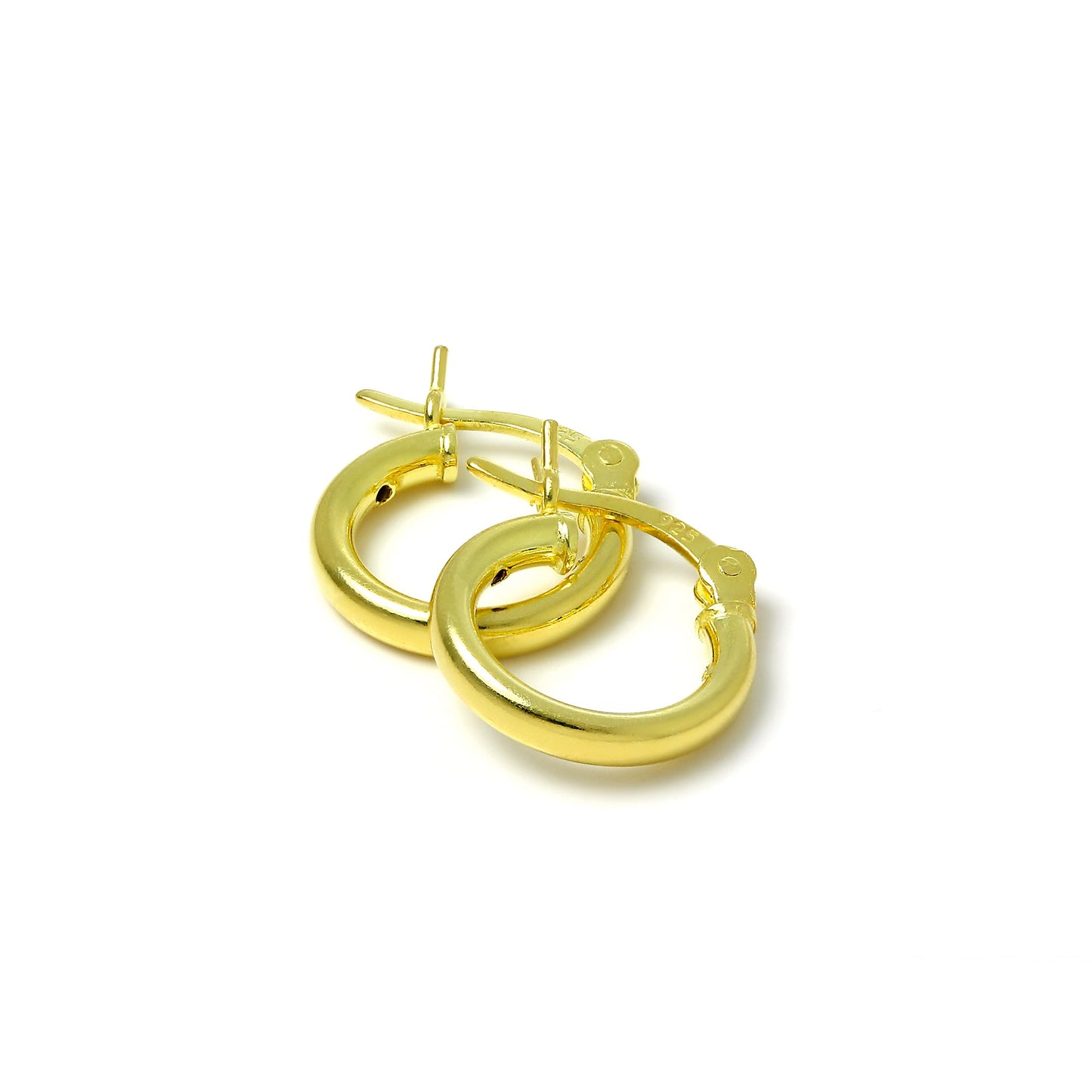 Vergoldete Sterling Silber 2mm Röhrenohrringe 12mm - 80mm