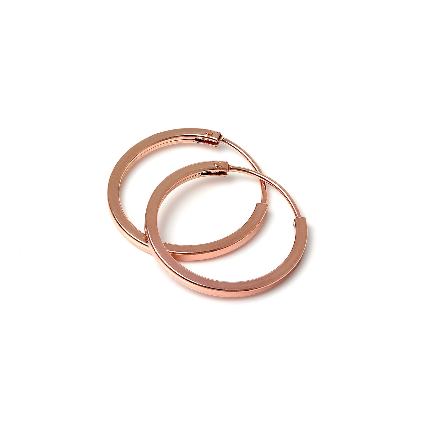 Rose Gold Sterling Silber 1mm Quadratische Schläferohrringe 12mm - 40mm