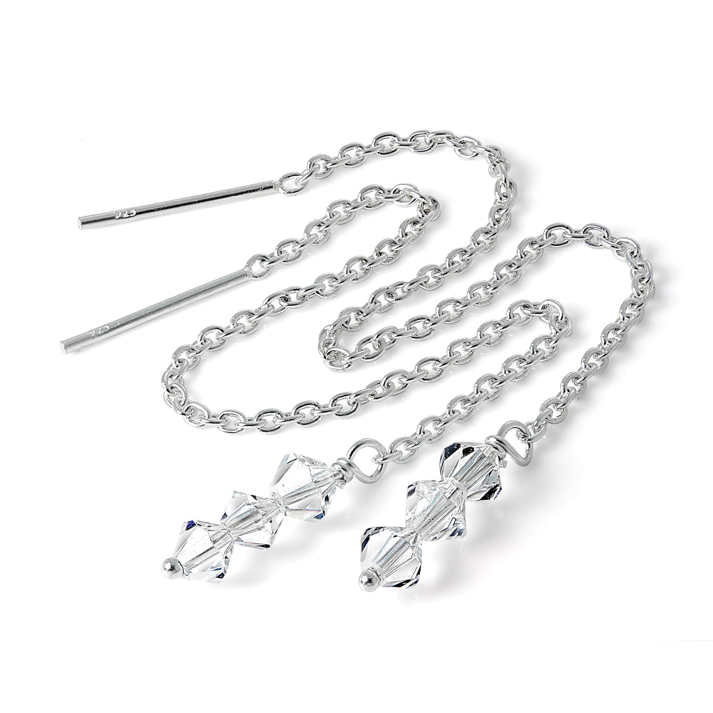 Sterlingsilber Dreifach CZ Kristall Durchzieher Ohrringe