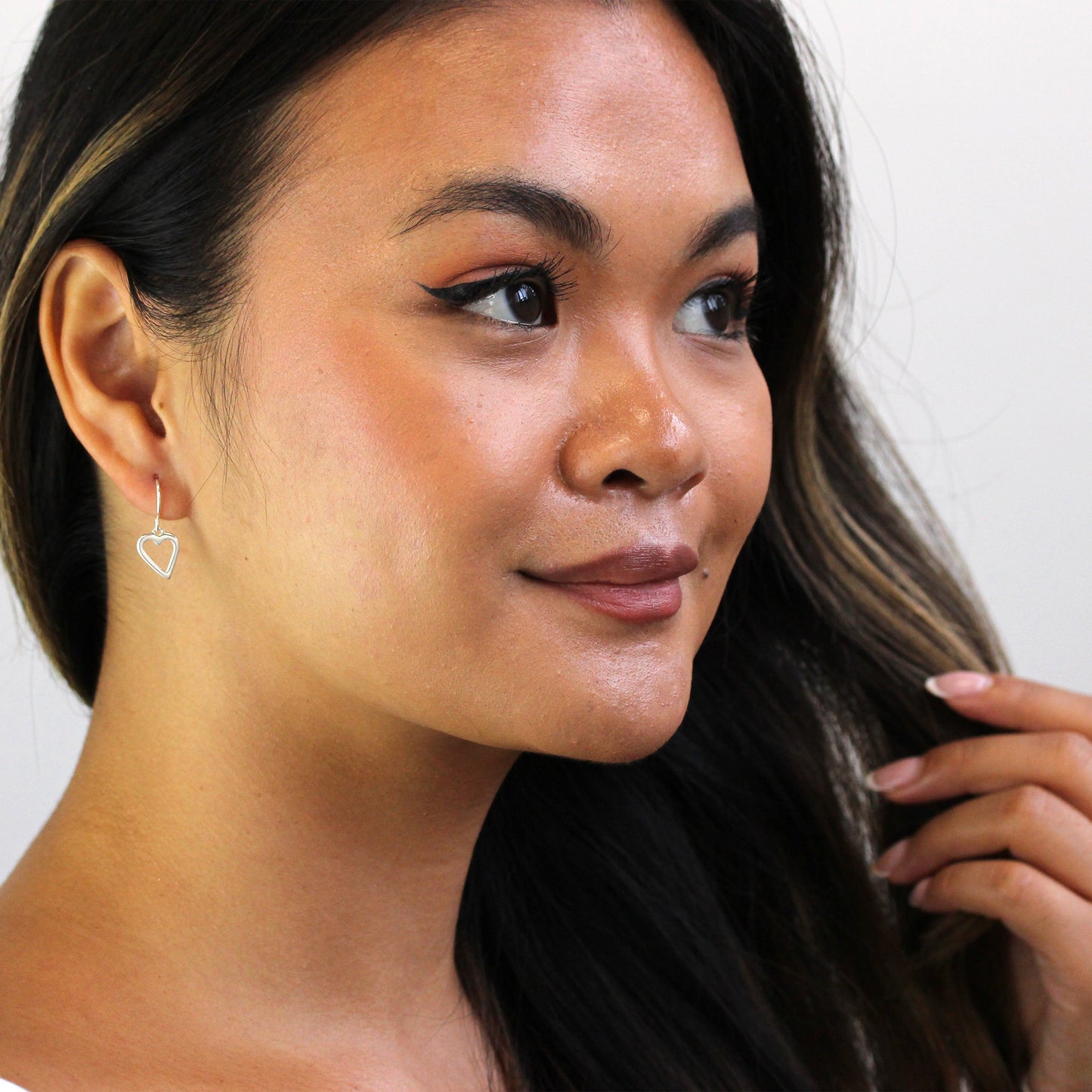 Sterlingsilber Ausgeschnitten Herz Baumel Ohrringe