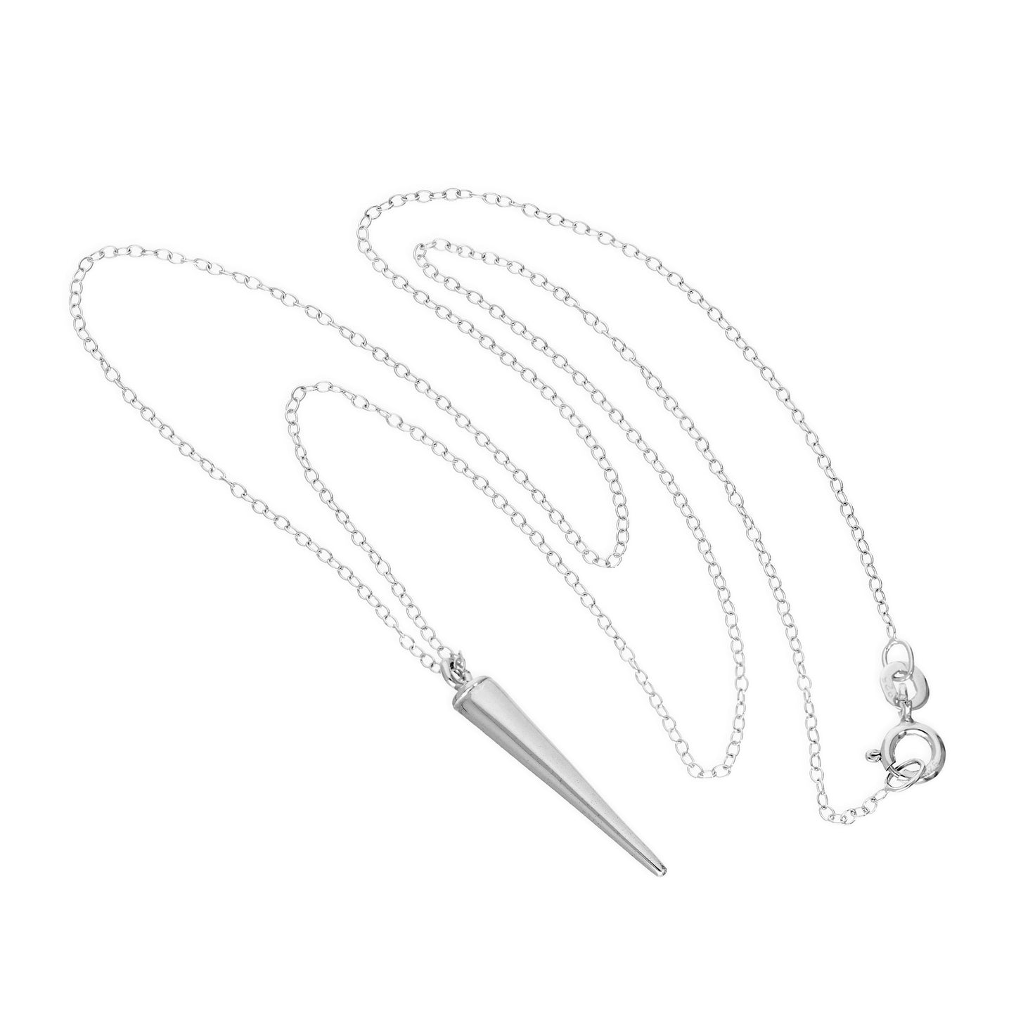 Fein Leicht Sterlingsilber Spurenkette mit Kegel Anhänger Halskette