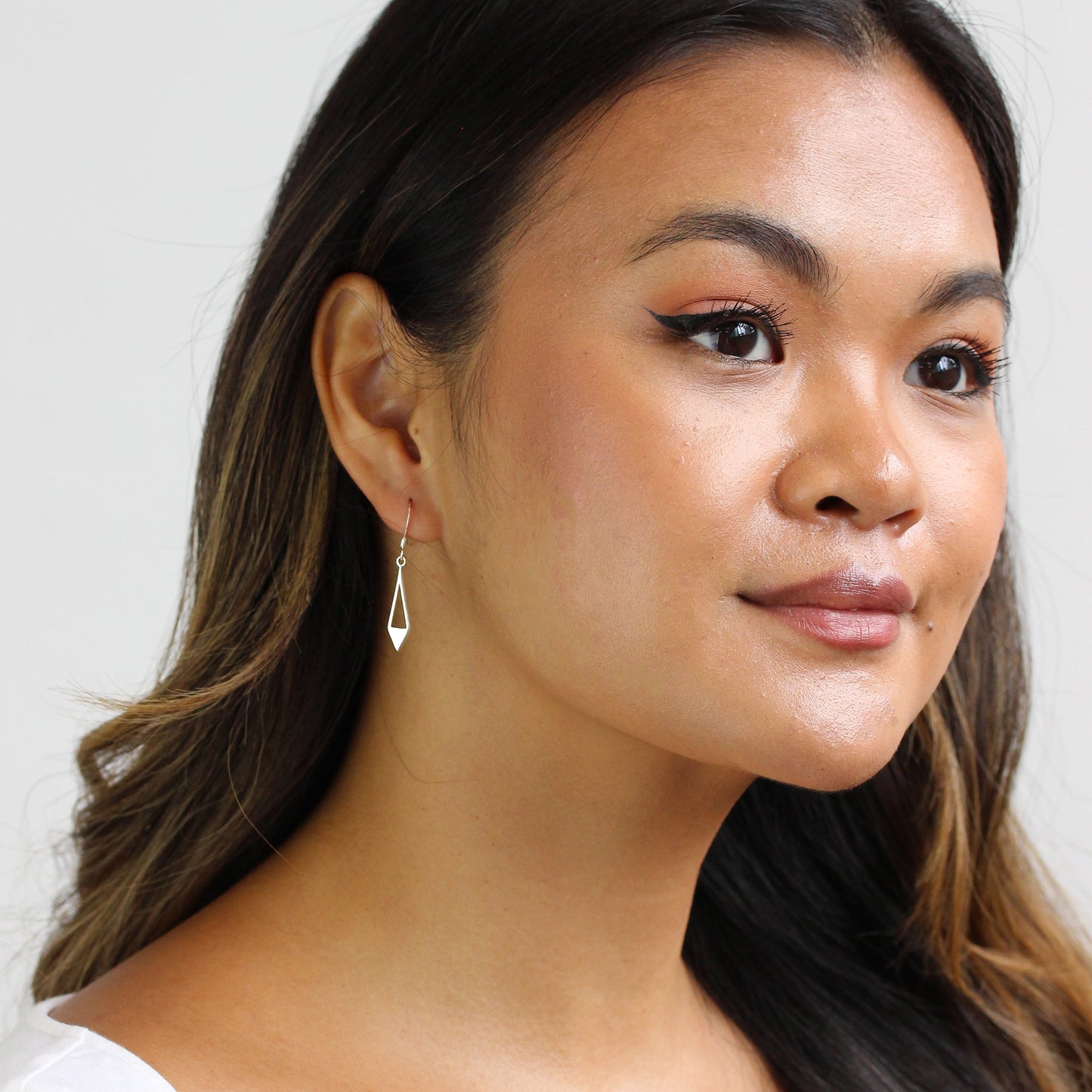 Sterlingsilber Offen Dreieck Diamant Form Ohrhänger