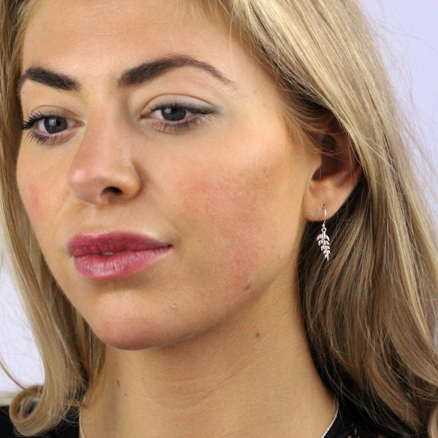 Sterlingsilber Blatt Baumel Ohrringe