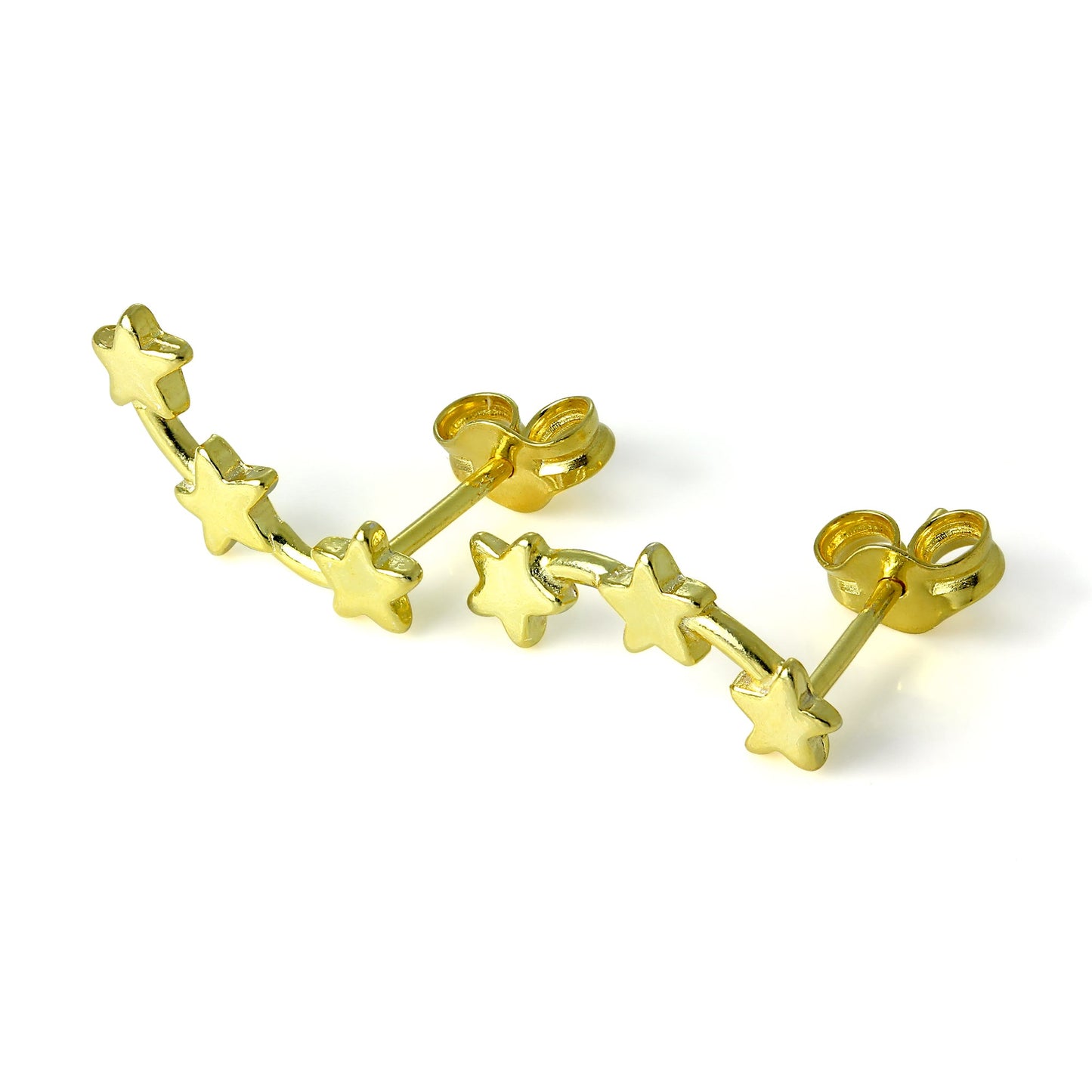 Vergoldet Sterlingsilber Dreifach Sternschnuppe Ohrstecker
