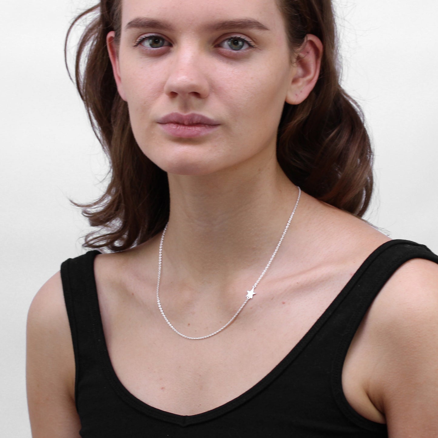 Sterlingsilber Stern Halskette an 45,5cm Kette
