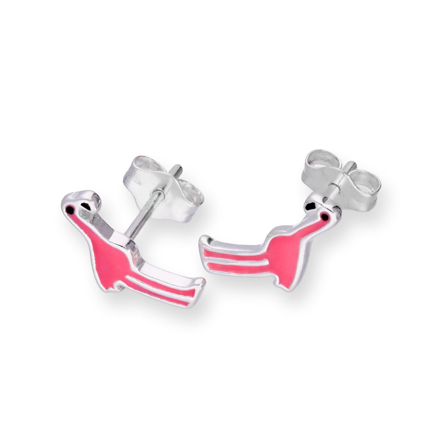 Sterlingsilber & Rosa Flamingo Ohrstecker
