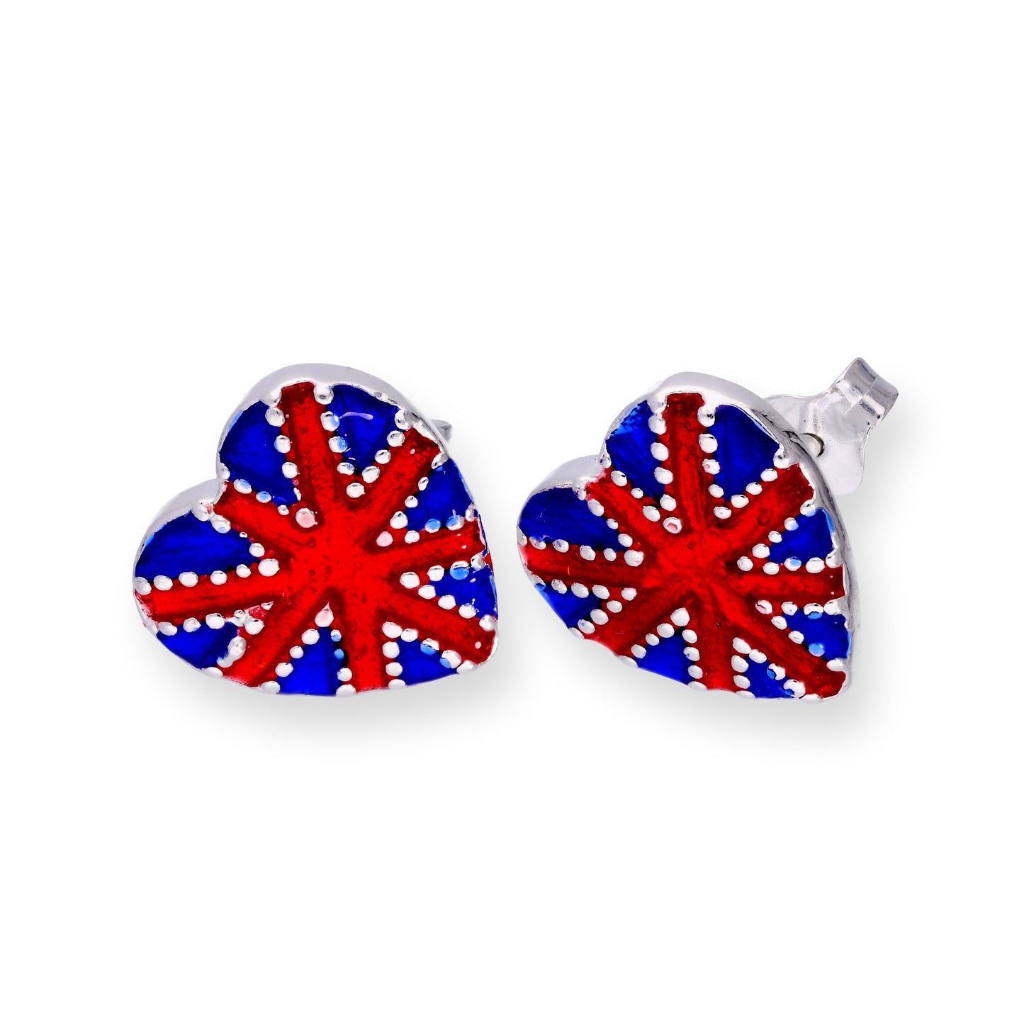 Sterlingsilber & Emaille Union Jack Herz Ohrstecker