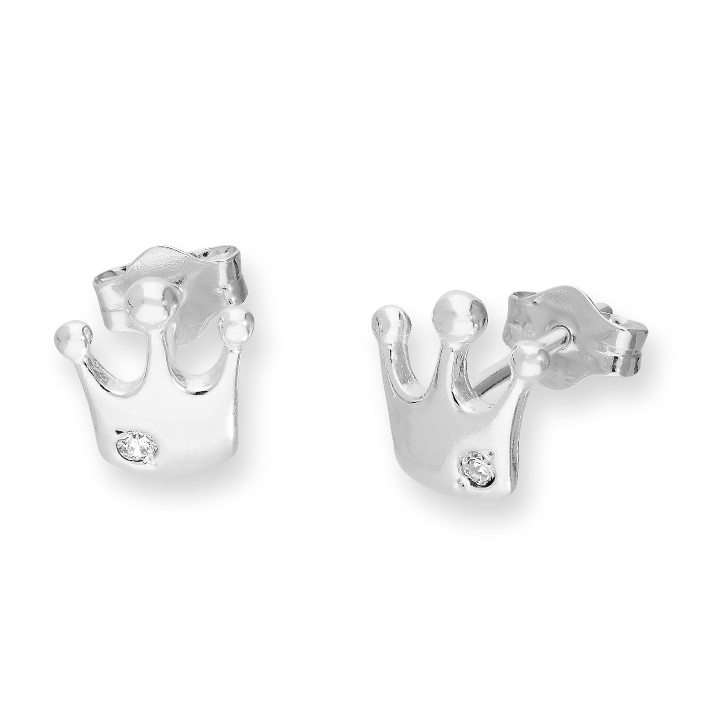 Sterlingsilber & CZ Kristall Königliche Krone Ohrstecker