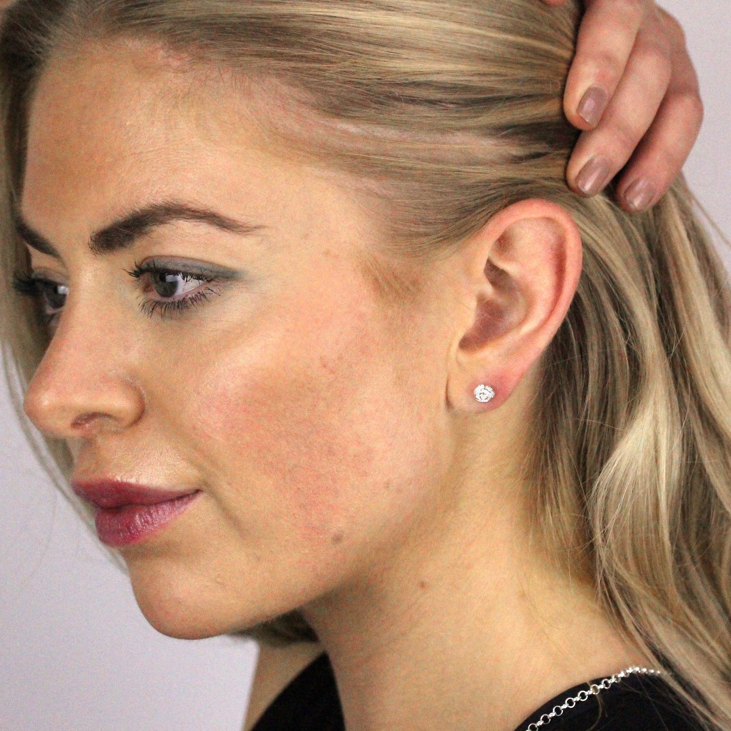 Sterlingsilber Rosenknospe Ohrstecker