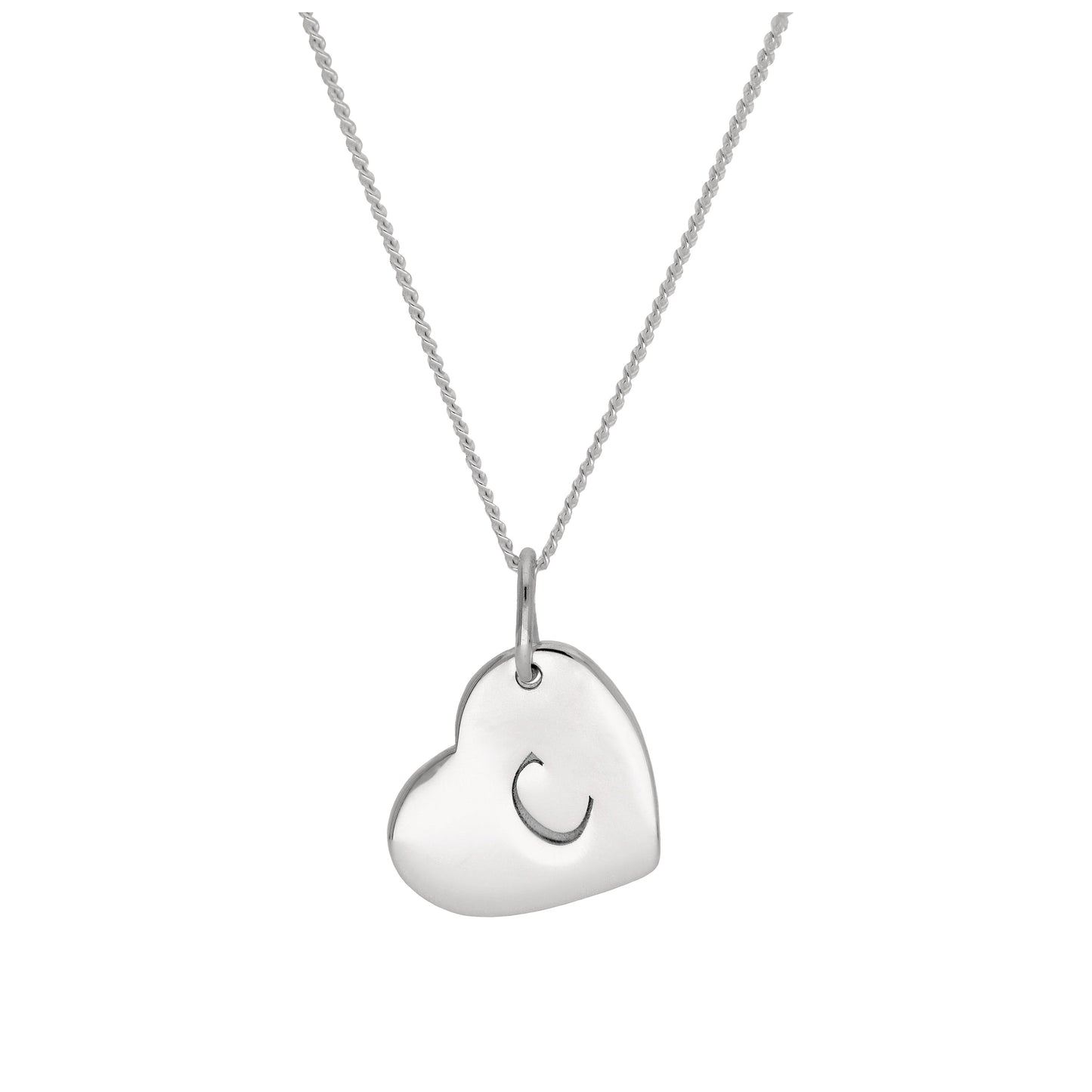 Halskette mit gravierbarem Herzanhänger aus Sterlingsilber, 16–22 Zoll