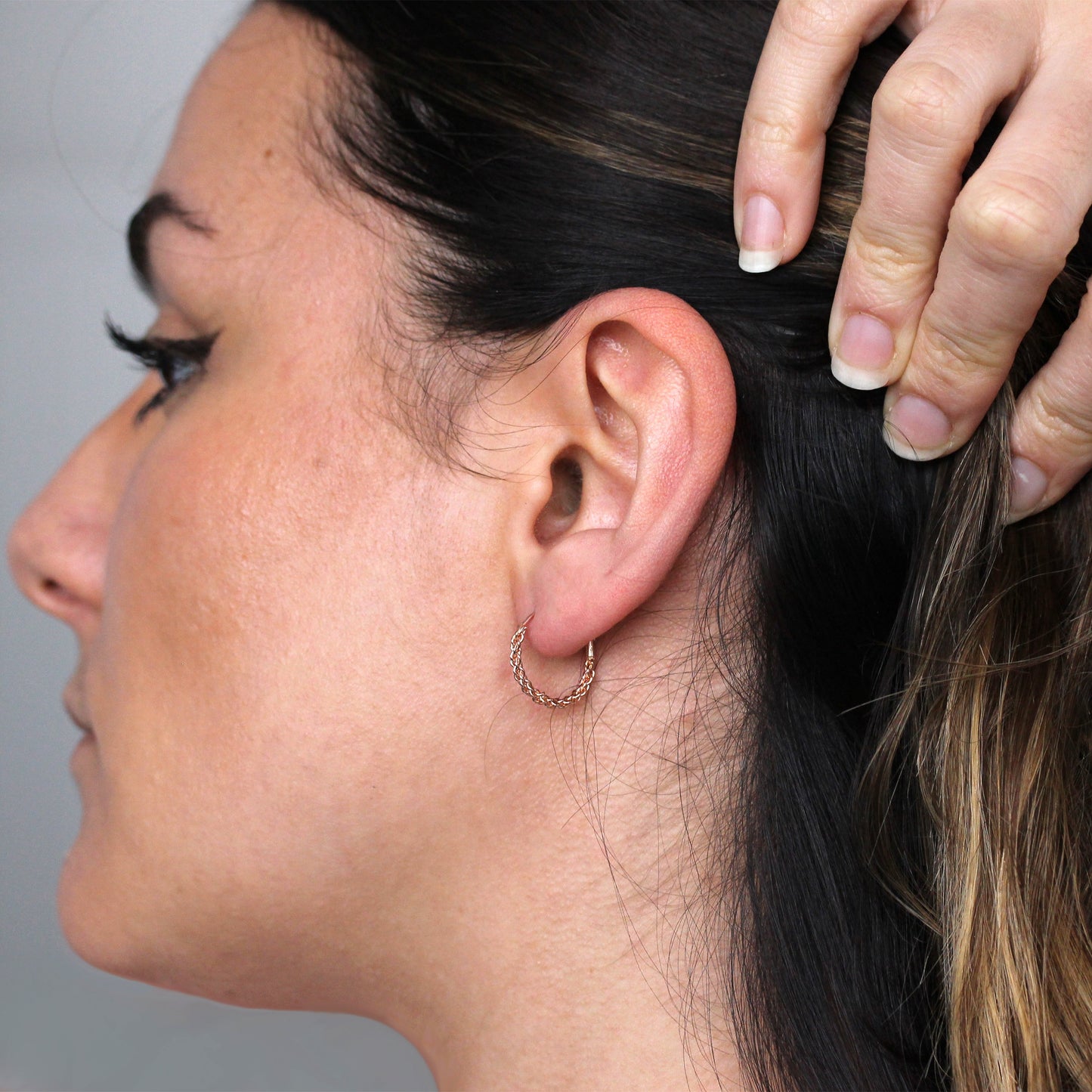 Rosévergoldet Seil Creolen Ohrringe