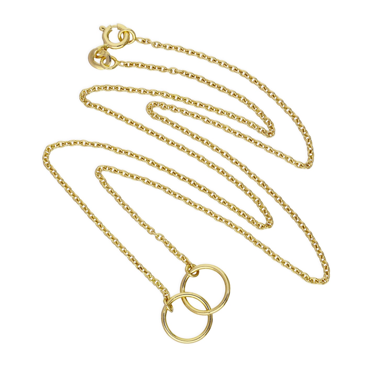 Vergoldet Sterlingsilber Karma Kreis Anhänger an 45,5cm Kette