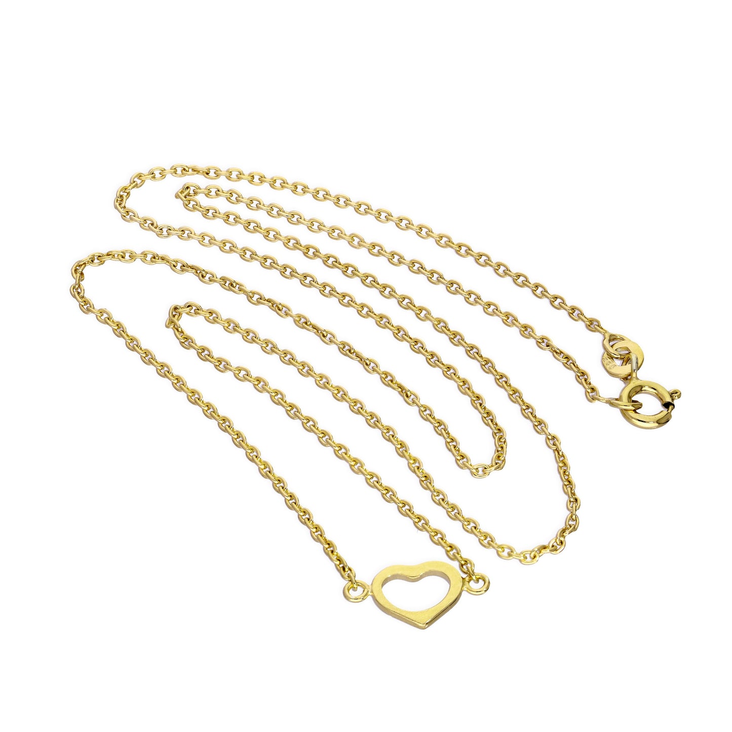 Vergoldet Sterlingsilber Herz Kontur 45,5cm Halskette