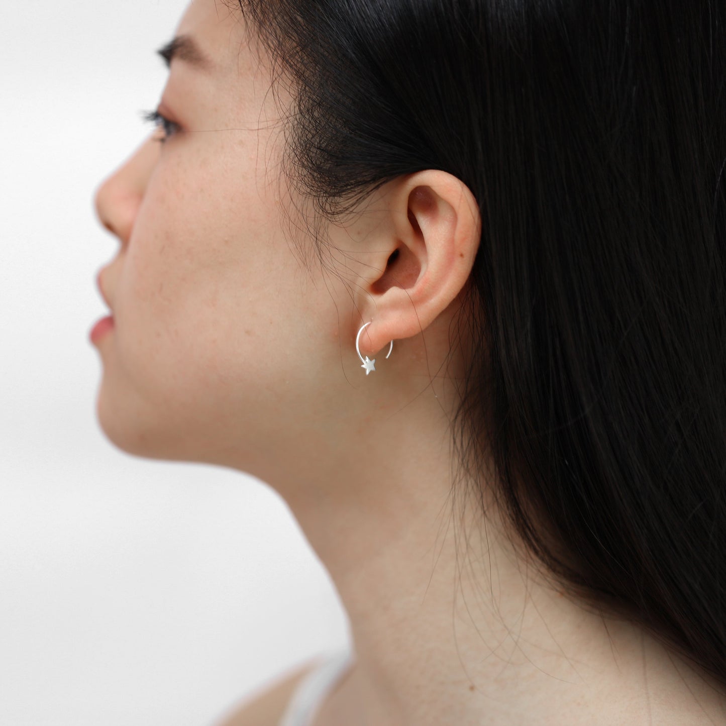 Sterlingsilber Stern Durchzieher Ohrringe