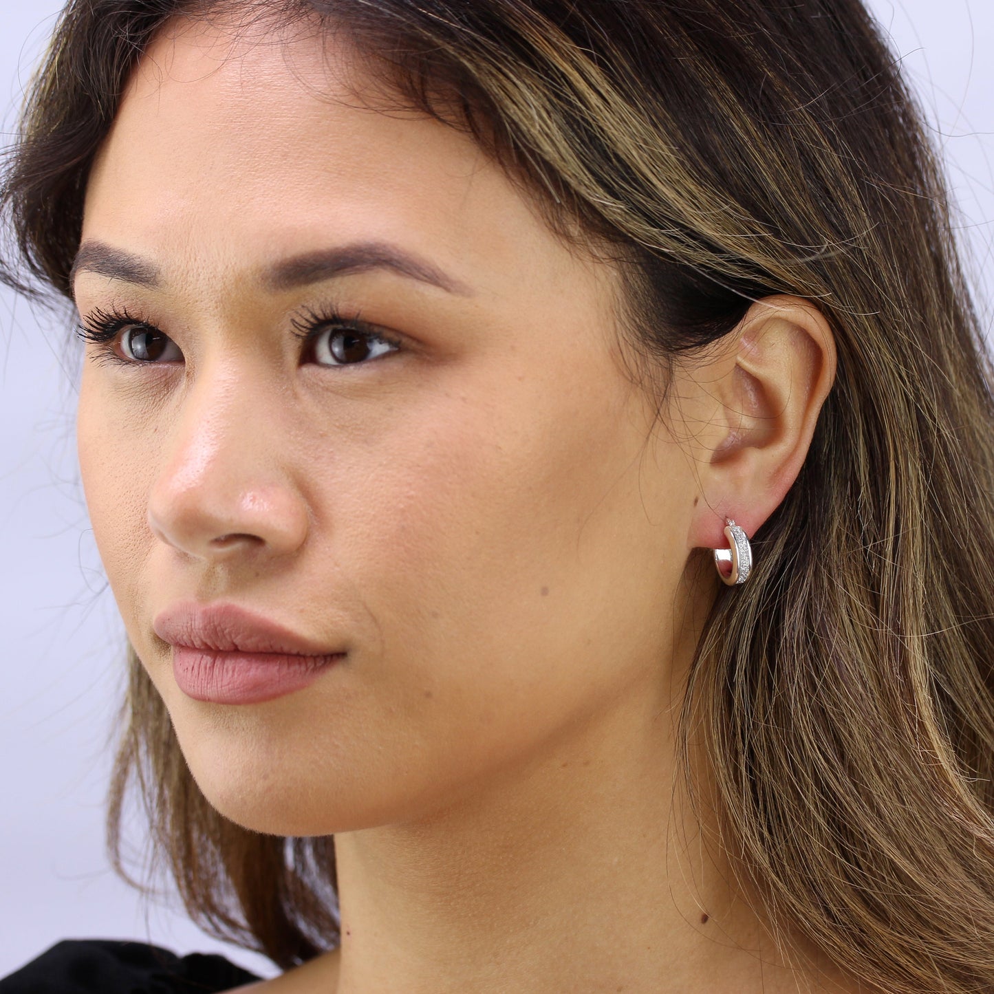 Klein Sterlingsilber Mattiert Creolen Ohrringe