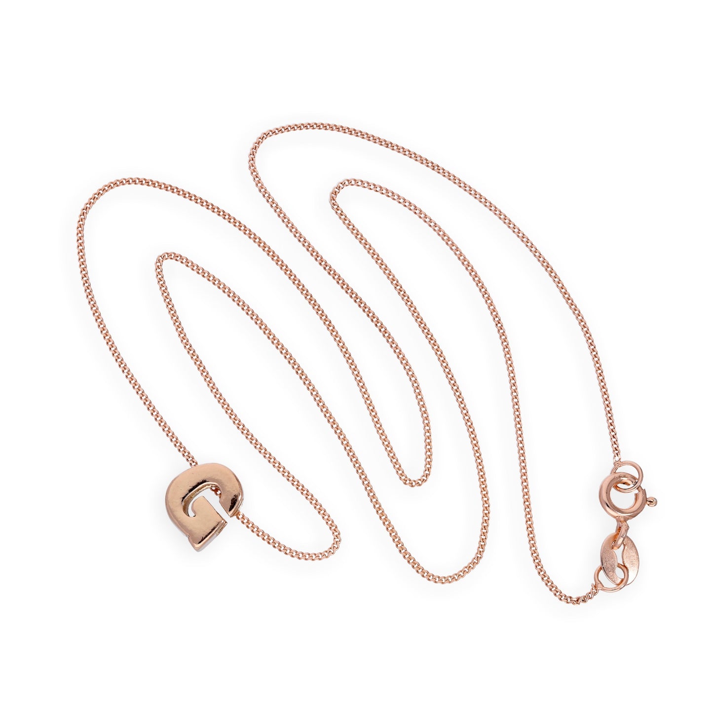 Roségold-beschichtete Halskette aus Sterlingsilber mit Buchstabe G, 14–32 Zoll