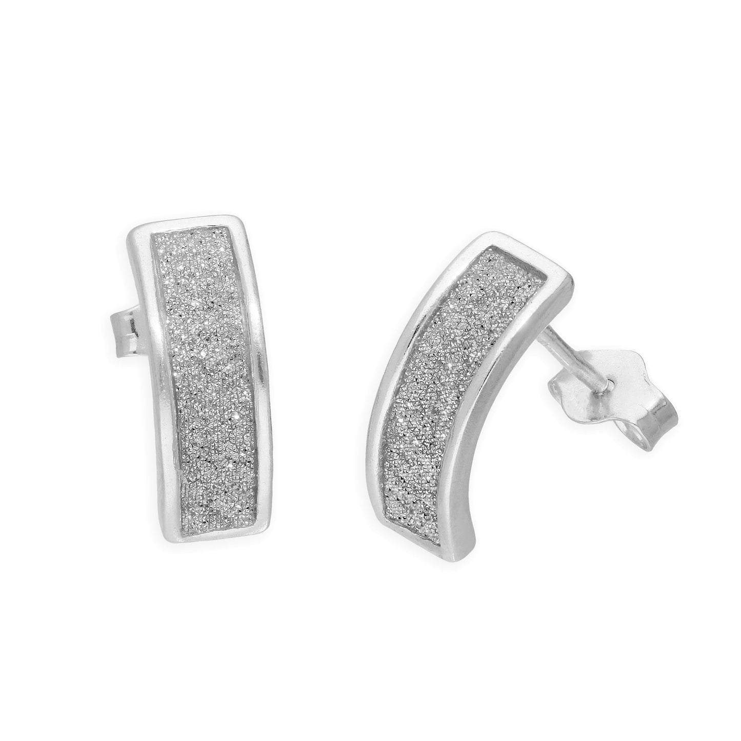 Sterlingsilber Mattiert Kurve Ohrstecker
