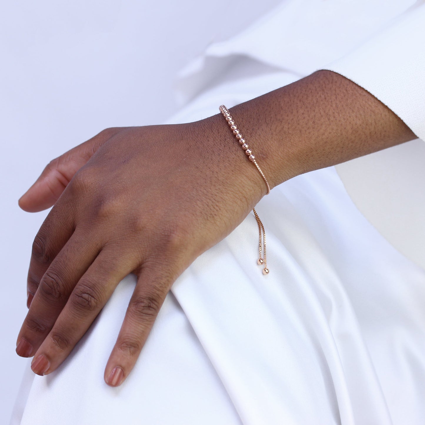 Rosévergoldet Sterlingsilber Verstellbar Kugel Armband