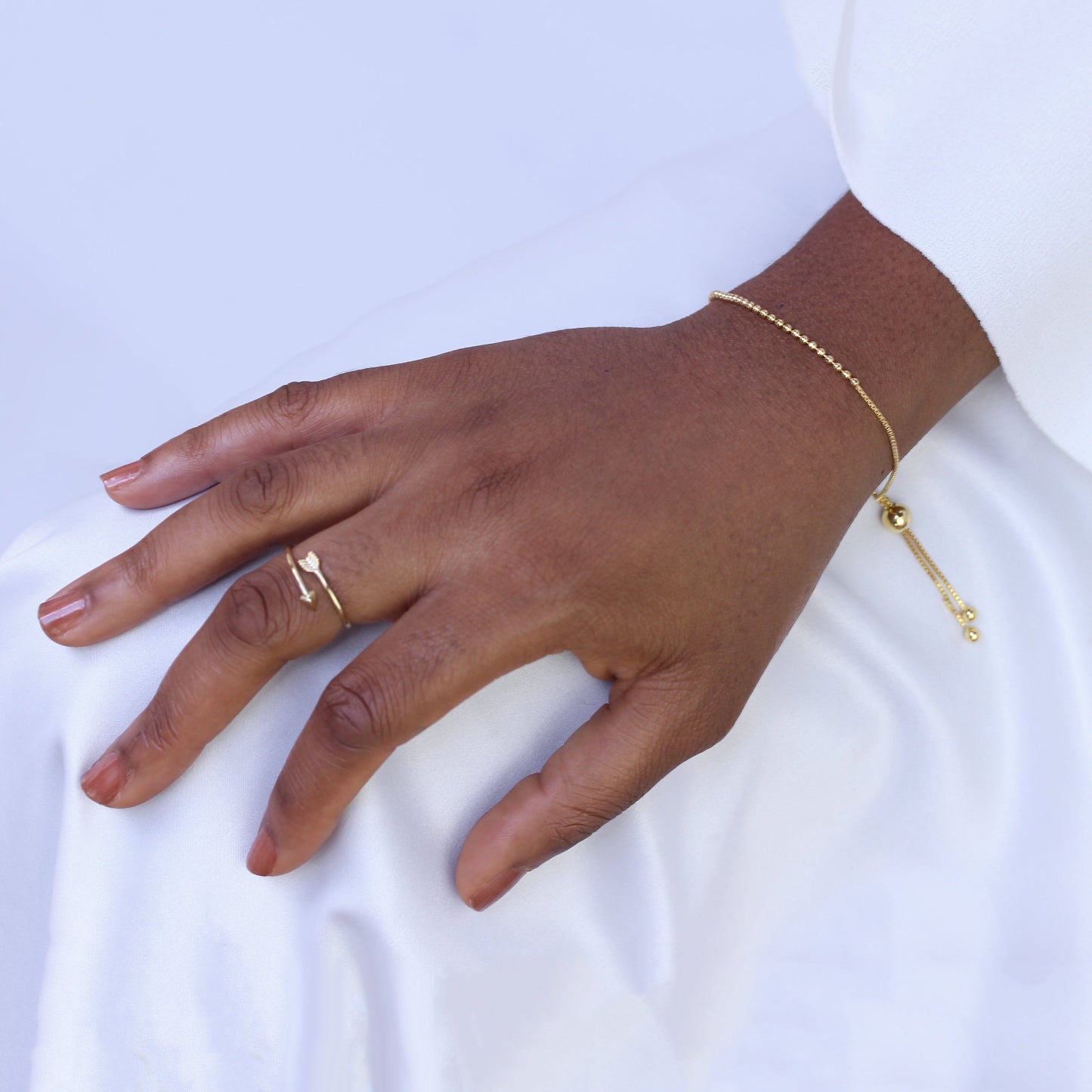 Vergoldet Sterlingsilber Verstellbar Dünn Kugel Armband