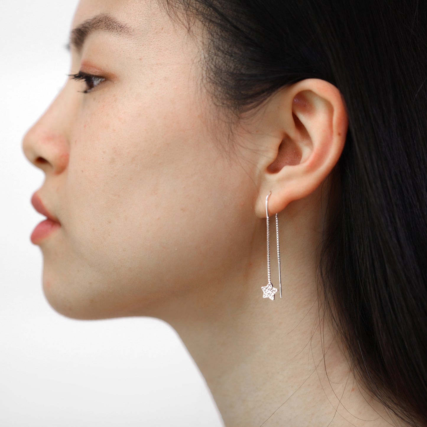 Sterlingsilber Diamantschliff Stern Durchzieher Ohrringe