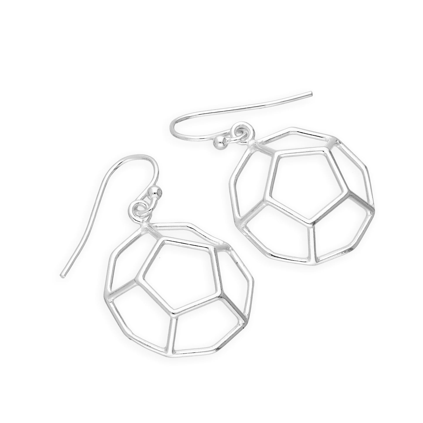 Groß Sterlingsilber Offen 3D Form Fischhaken Ohrringe